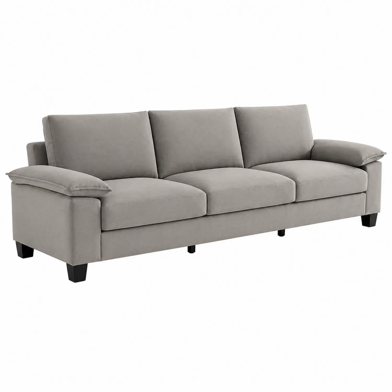 3-Sitzer Sofa aus Samt in Grau mit Kunststoffbeinen
