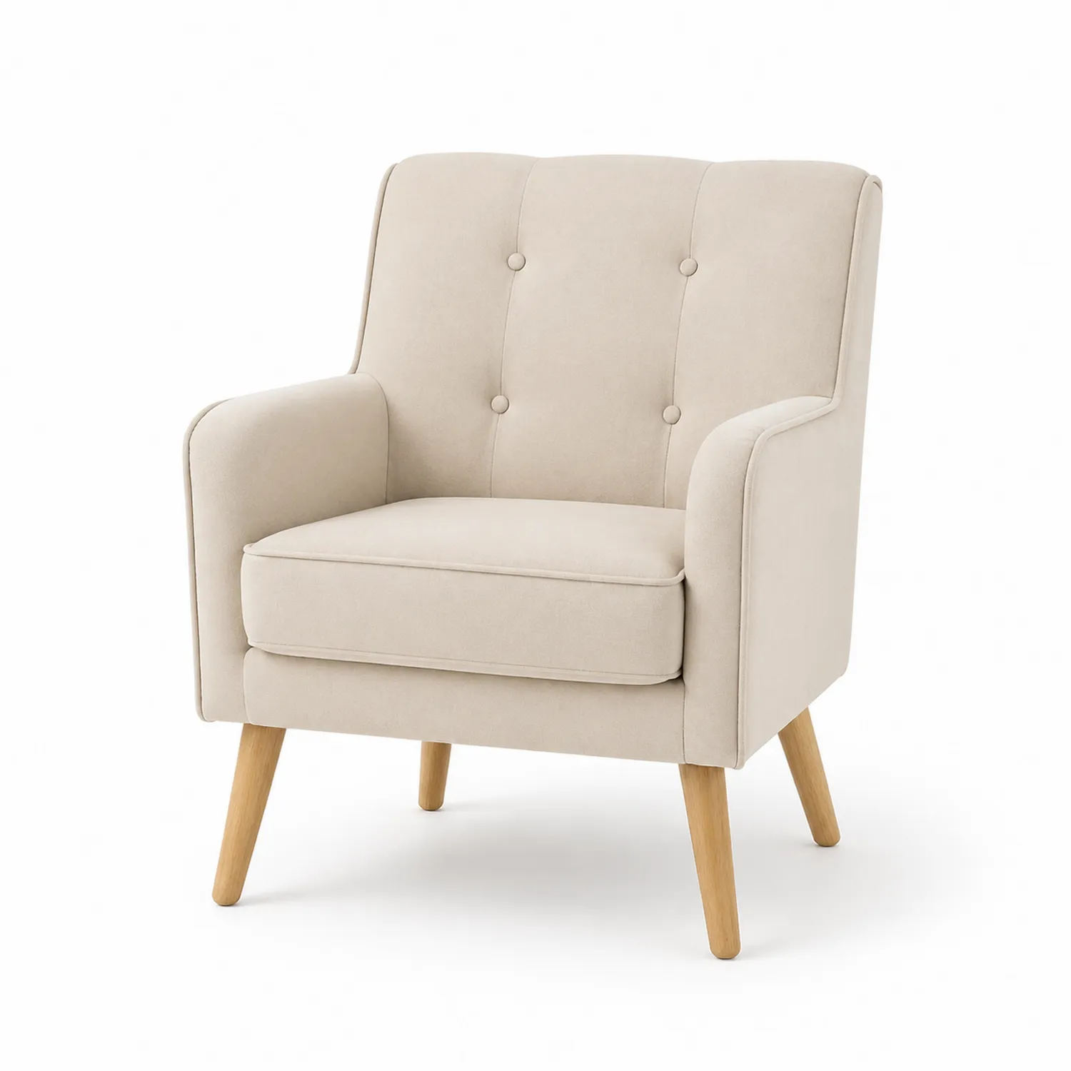 Polstersessel mit Holzbeinen Beige