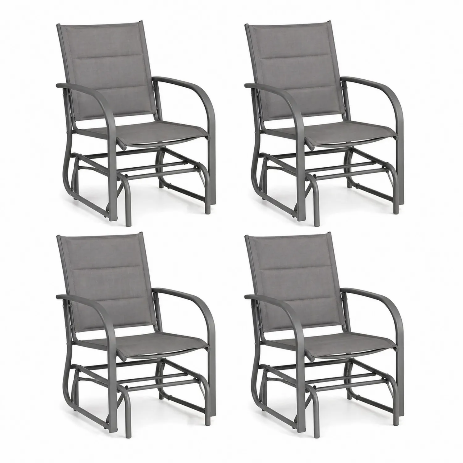 4er Set Gartenstühle Stahl Textilgewebe Grau