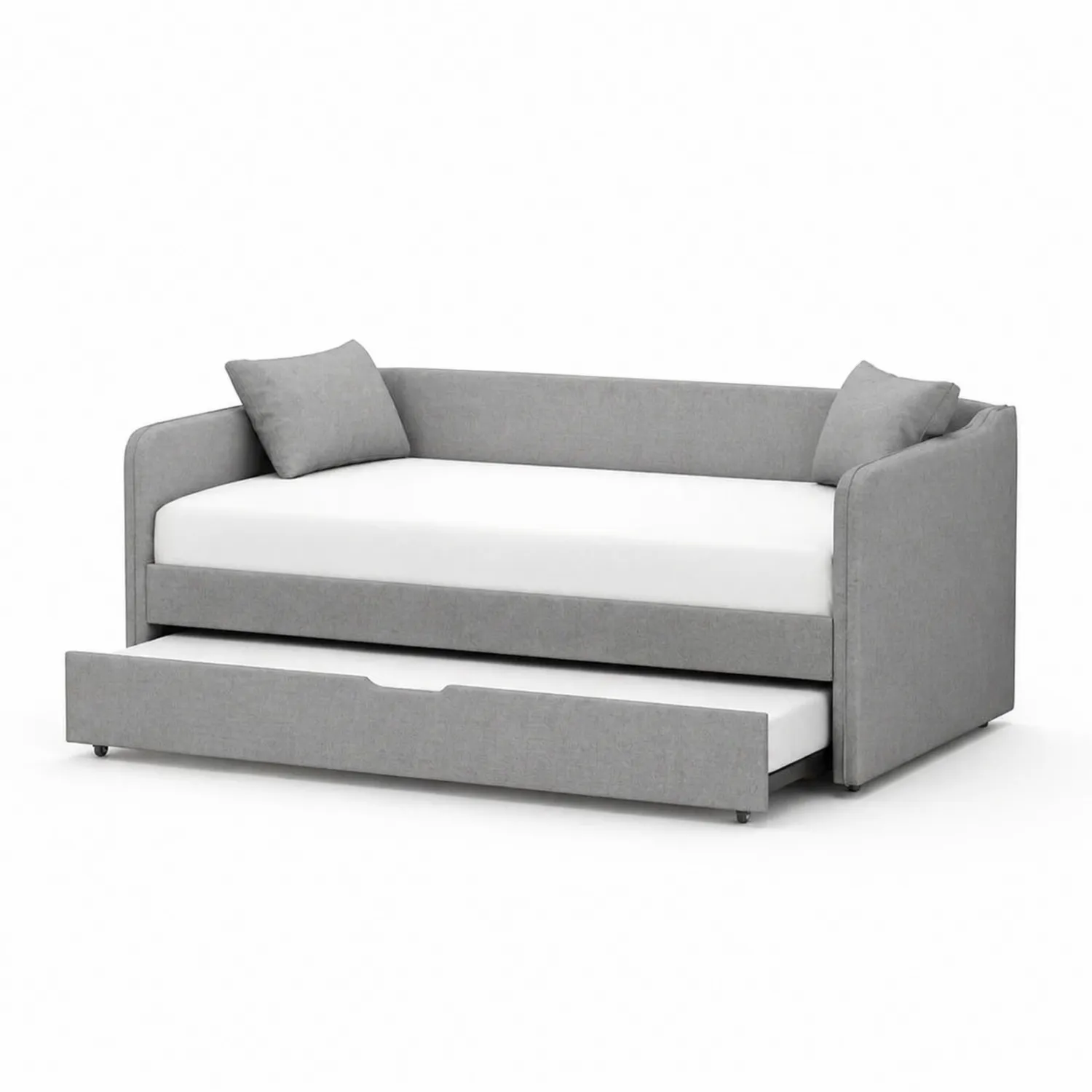 Tagesbett mit Ausziehbett Holzrahmen Stoff Grau