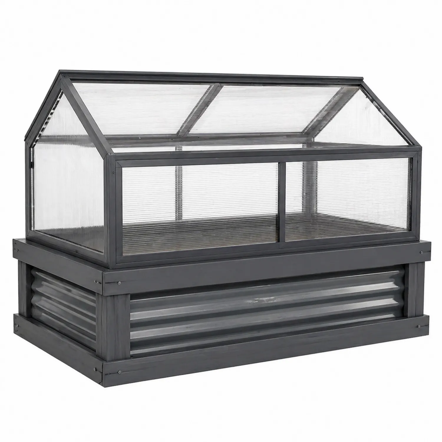 Grau Gewächshaus aus Polycarbonat und Metall