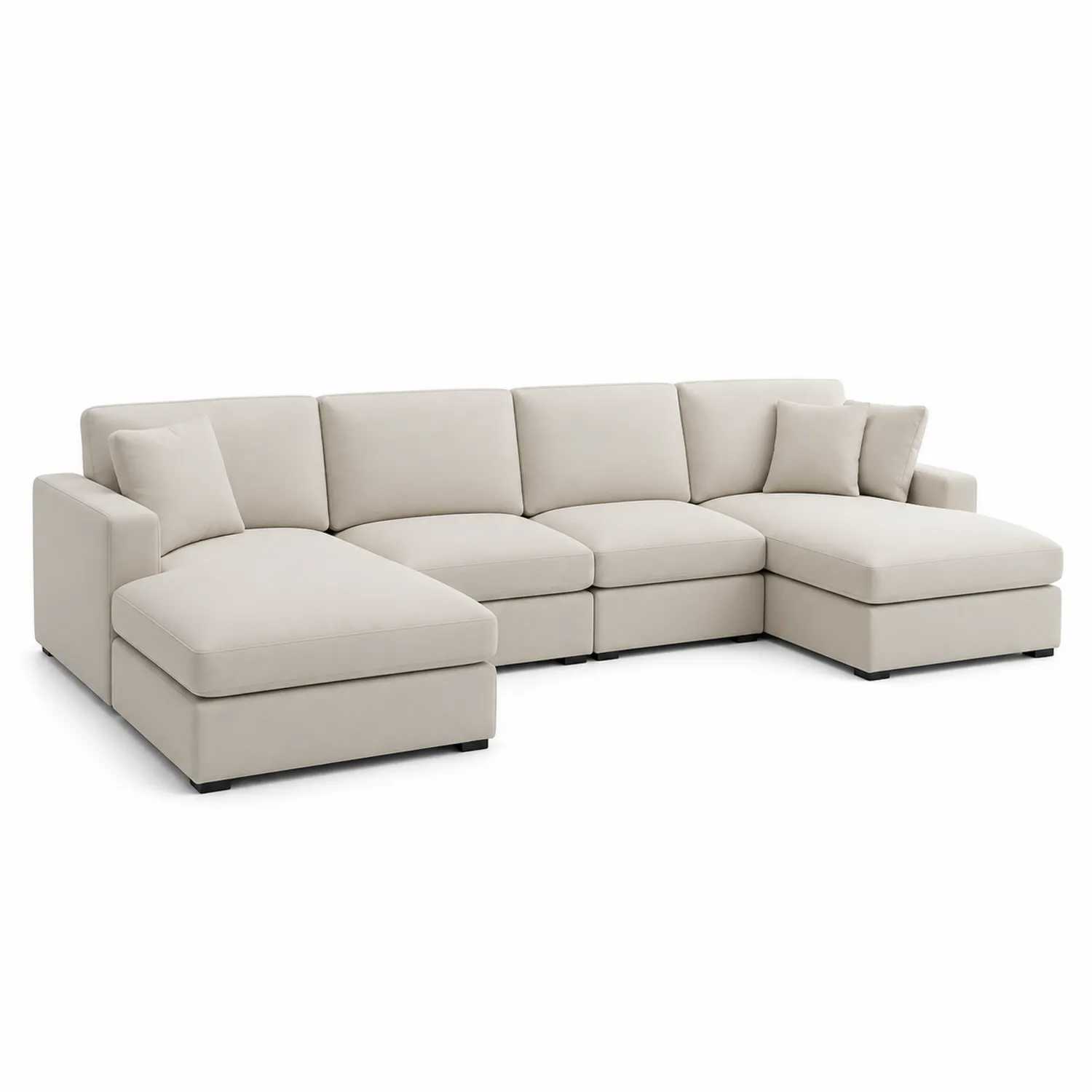 Ecksofa Stoff Polyester Beige 5-Sitzer