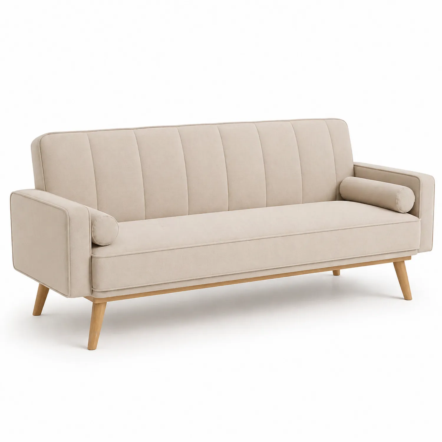 Zweisitzer Sofa Samt Beige 200cm