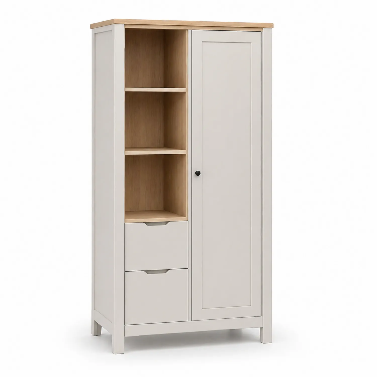 Weißer Holzschrank mit Einlegeböden und Tür