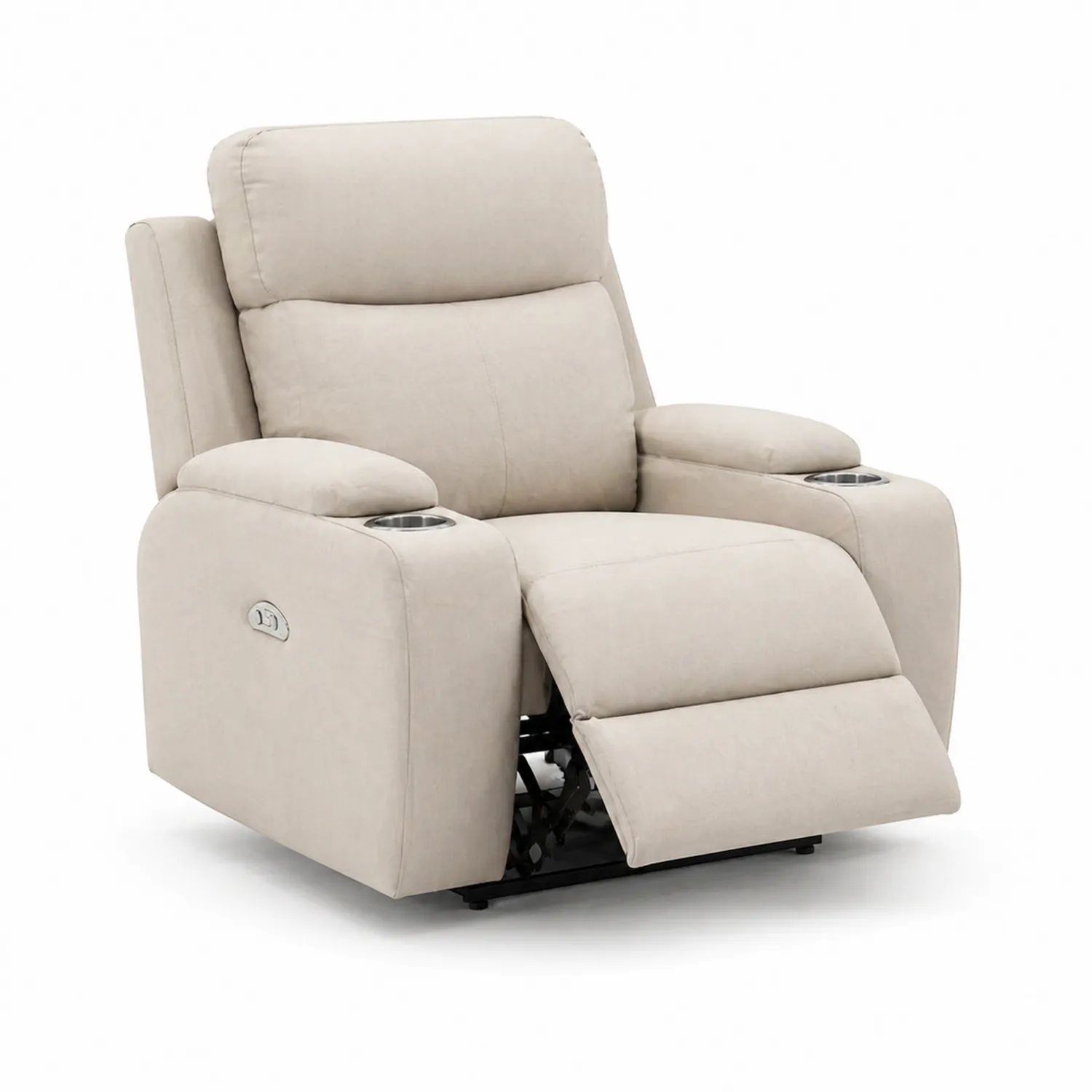 Liegesessel Stoff Beige mit Becherhalter