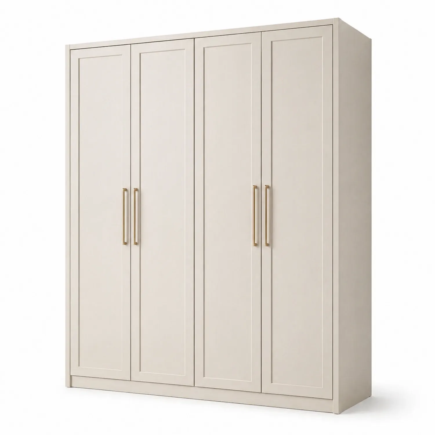 Kleiderschrank aus MDF mit vier Türen in Creme 200x180x60 cm