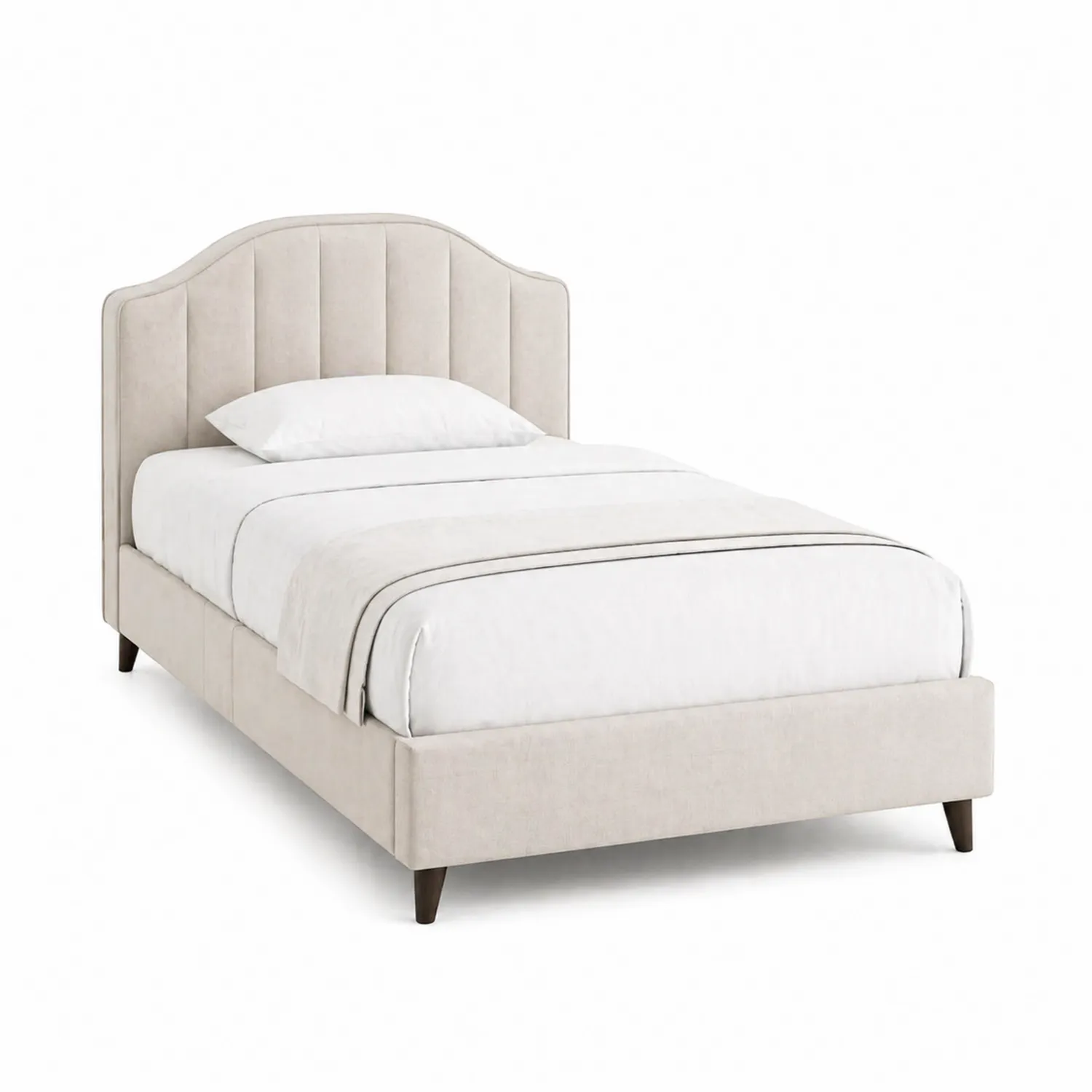Einzelbett Stoff Beige mit Kopfteil