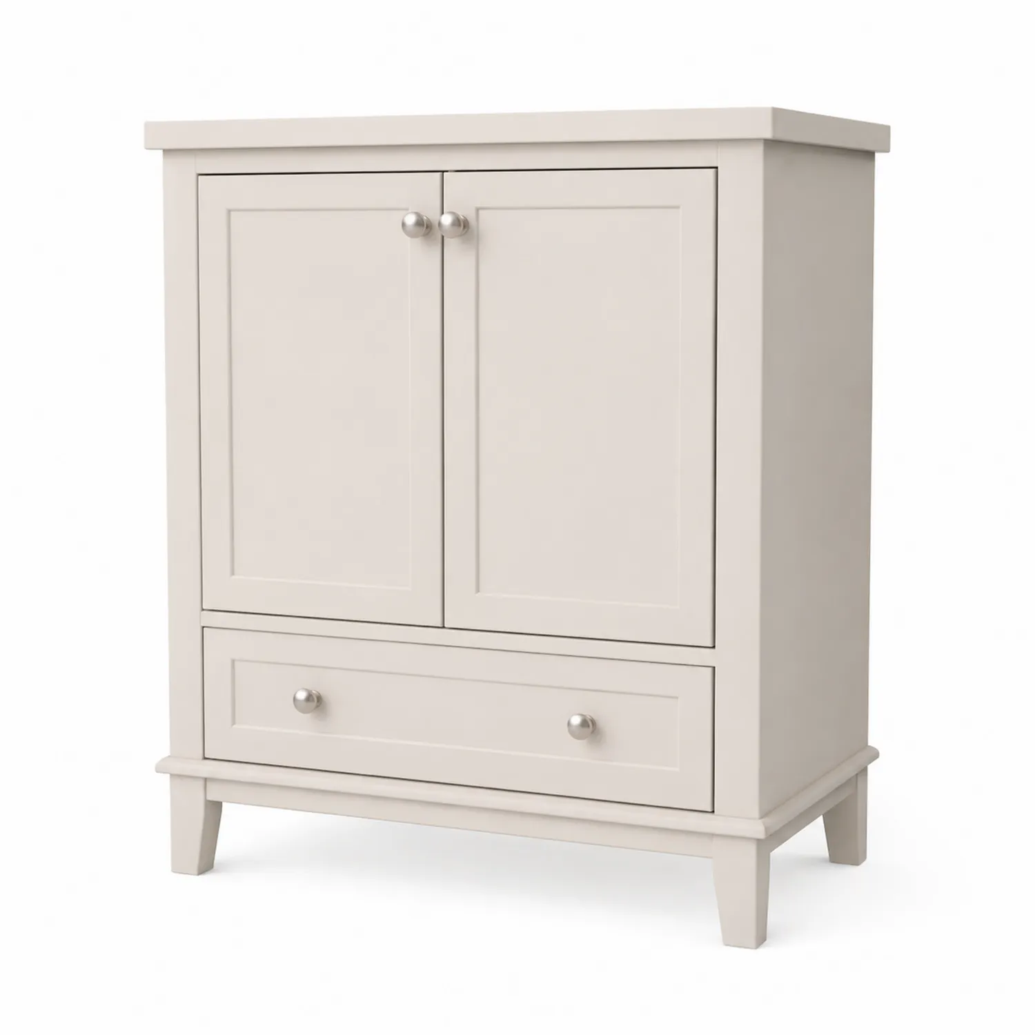 Holz Aufbewahrungsschrank mit 2 Türen und 1 Schublade Beige