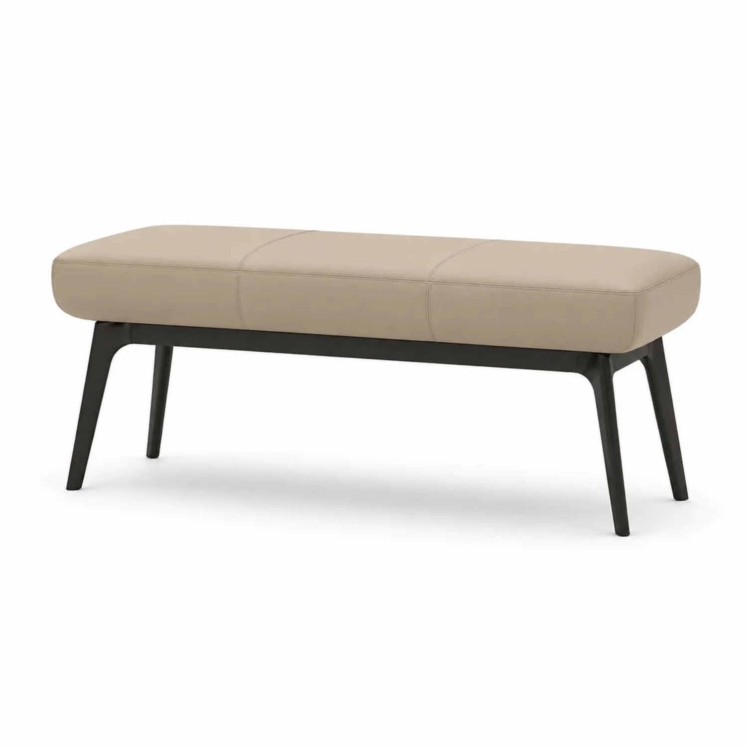 Bank Kunstleder Beige mit Metallbeinen