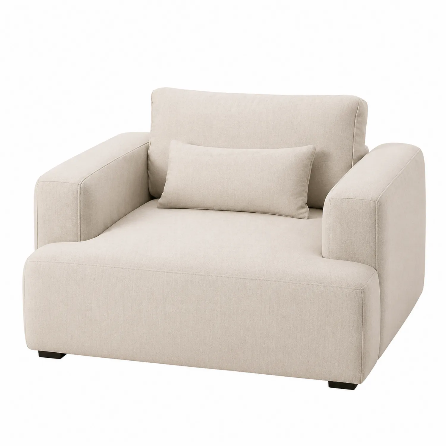 Breiter Loungesessel Stoff Beige mit Kissen
