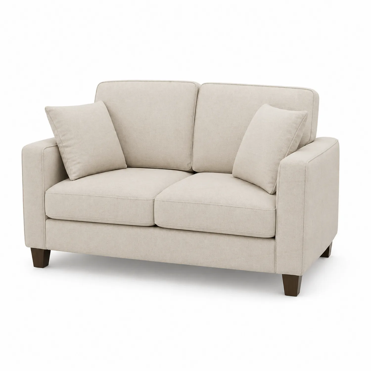 Zweisitzer Sofa Holz Stoff Beige 150cm x 85cm x 90cm