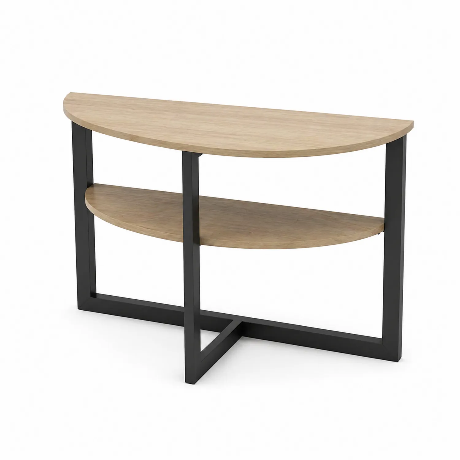 Halbrunder Konsolentisch aus Holz und Metall 120 cm