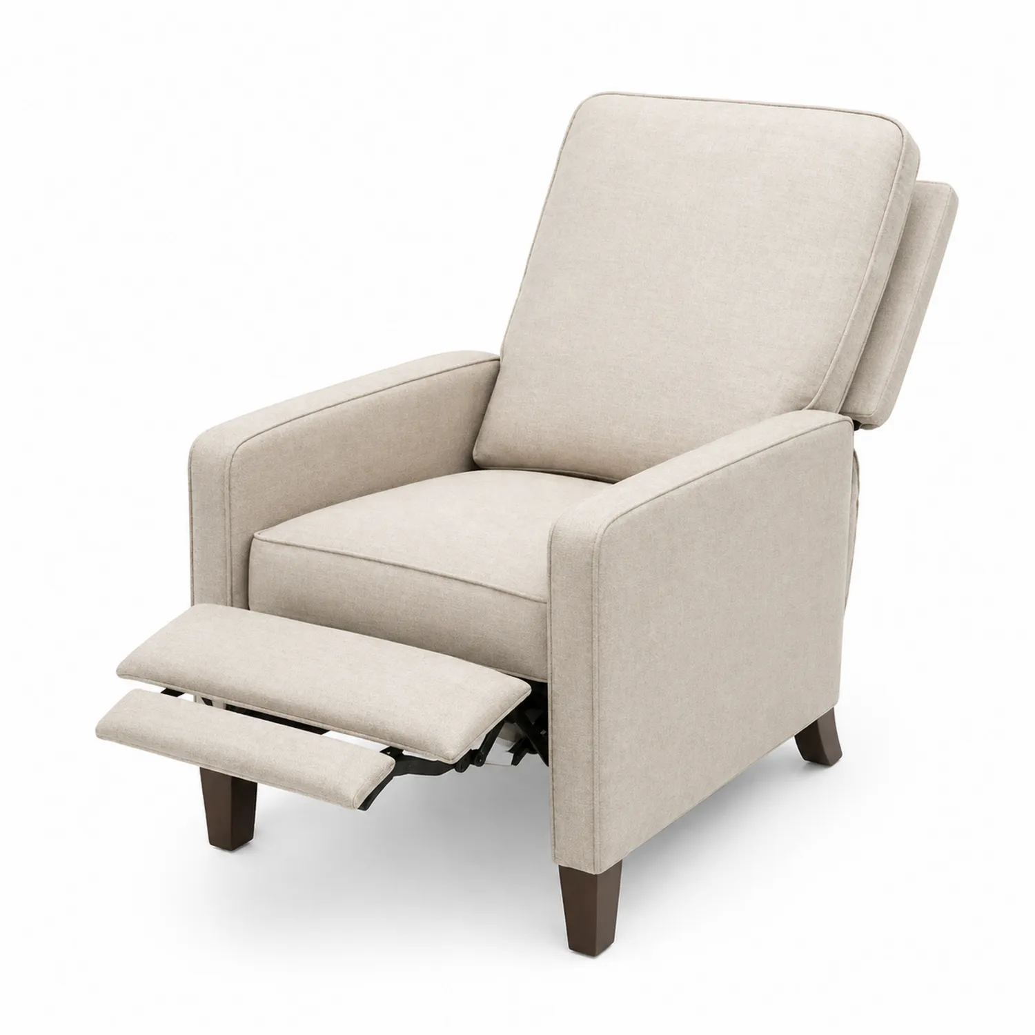 Stoff-Liegestuhl mit Holzbeinen Beige 85cm x 75cm x 100cm