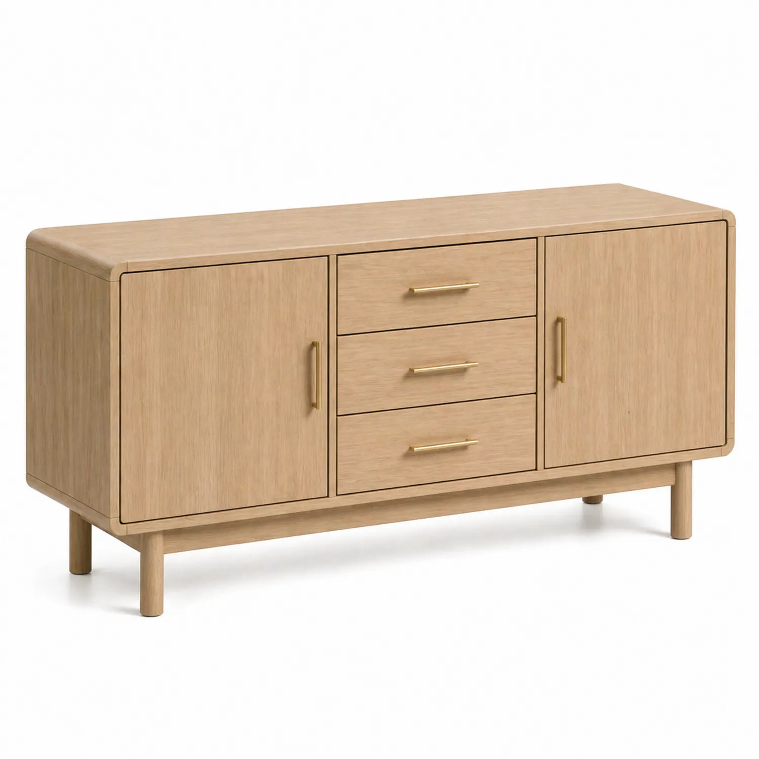Sideboard aus Holzfurnier mit Eichenoptik und Metallgriffen