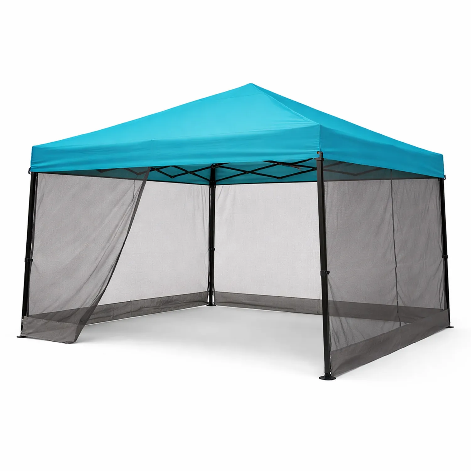 Faltpavillon mit Netzseitenwänden aus Polyester 3x3m Blau-Lumverohome