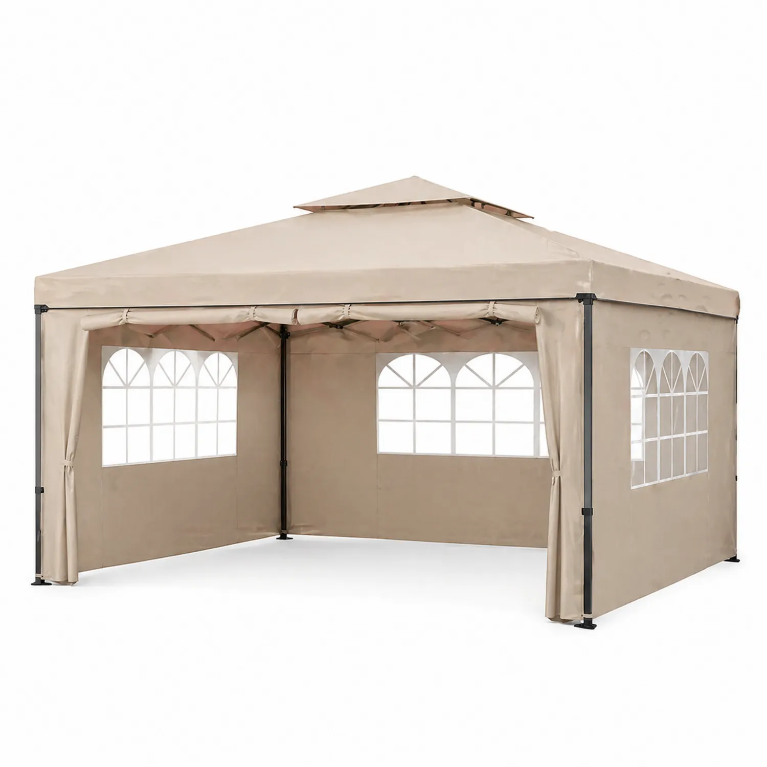 Pavillon Zelt 3x3m Stahlrahmen Polyester Beige-Lumverohome