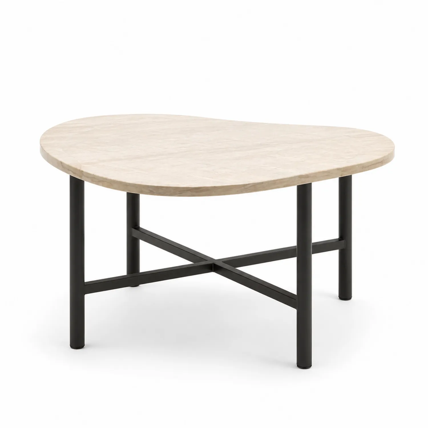 Couchtisch mit Tischplatte aus Marmoroptik und Metallbeinen 45 cm Höhe, 120 cm Breite, 80 cm Länge Beige-Lumverohome