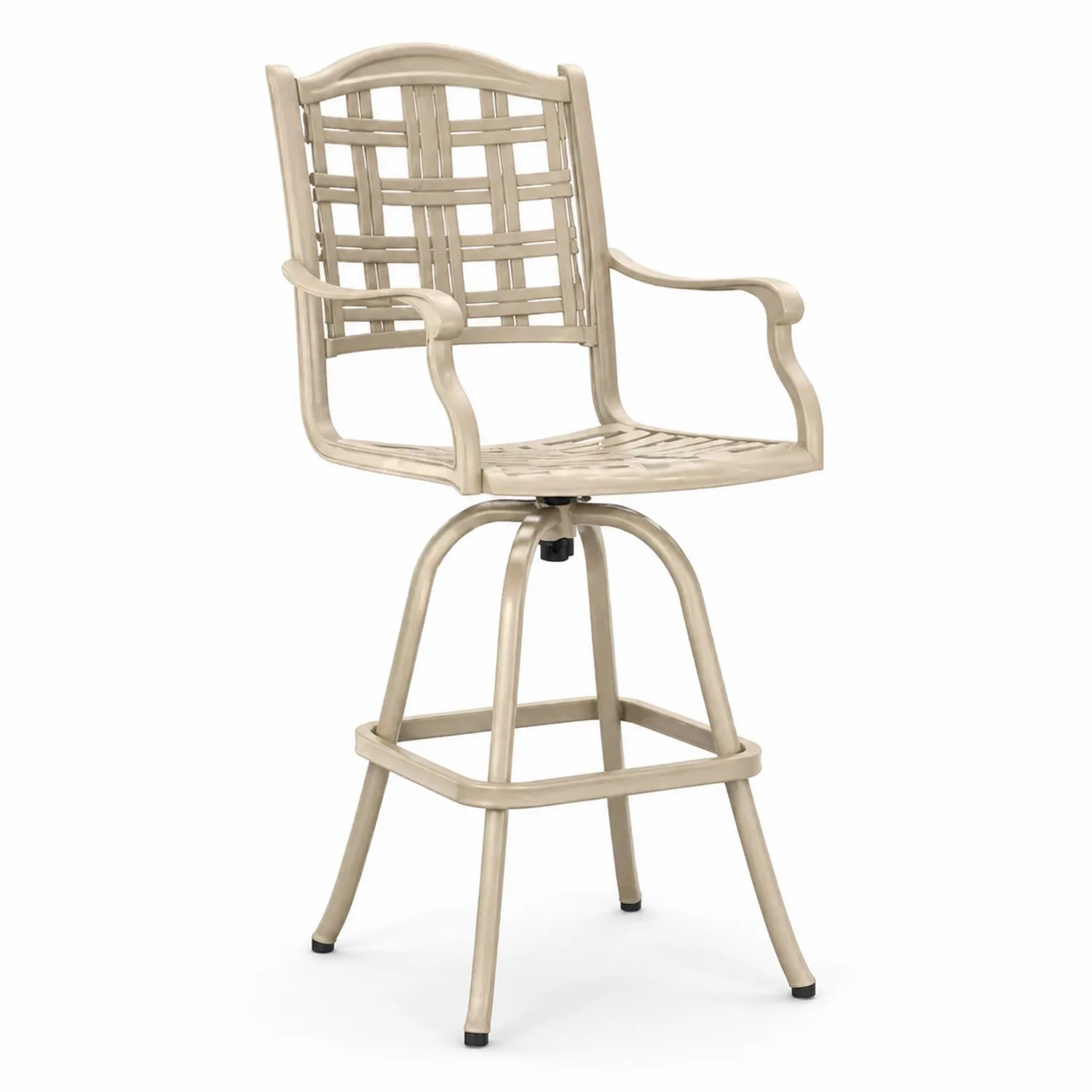 Barhocker aus Aluminium drehbar mit Armlehnen Beige-Lumverohome