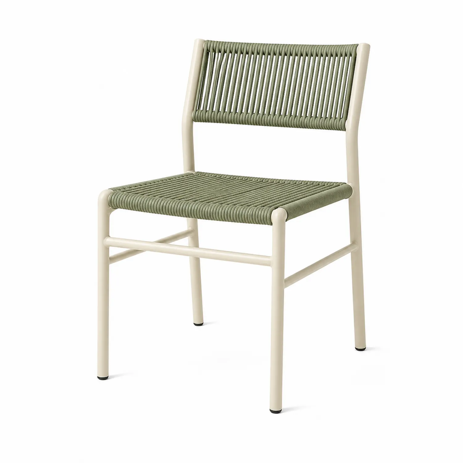 Stuhl mit Aluminiumrahmen und Polypropylenseil, Grün/Beige-Lumverohome