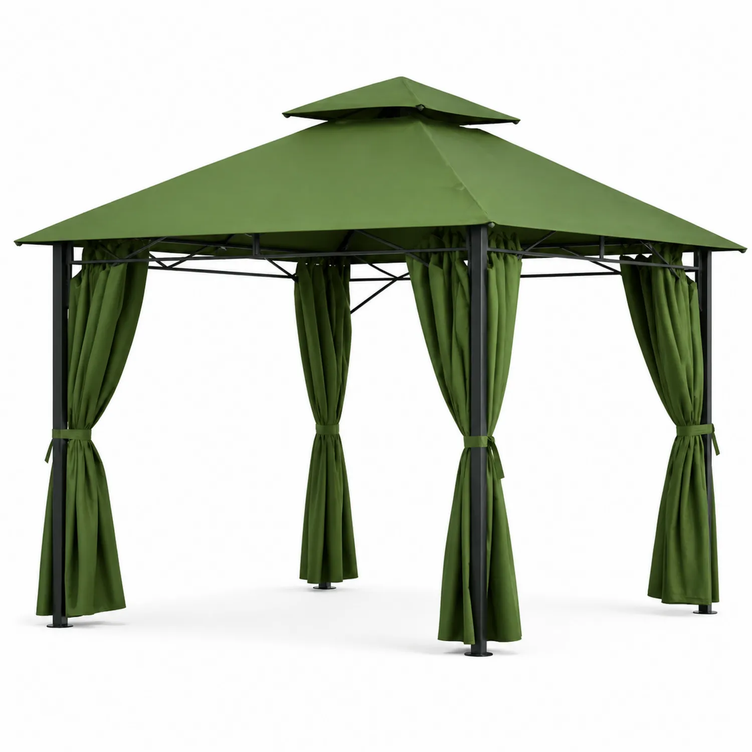 Metallrahmen Gartenpavillon mit Polyester Dach Grün-Lumverohome