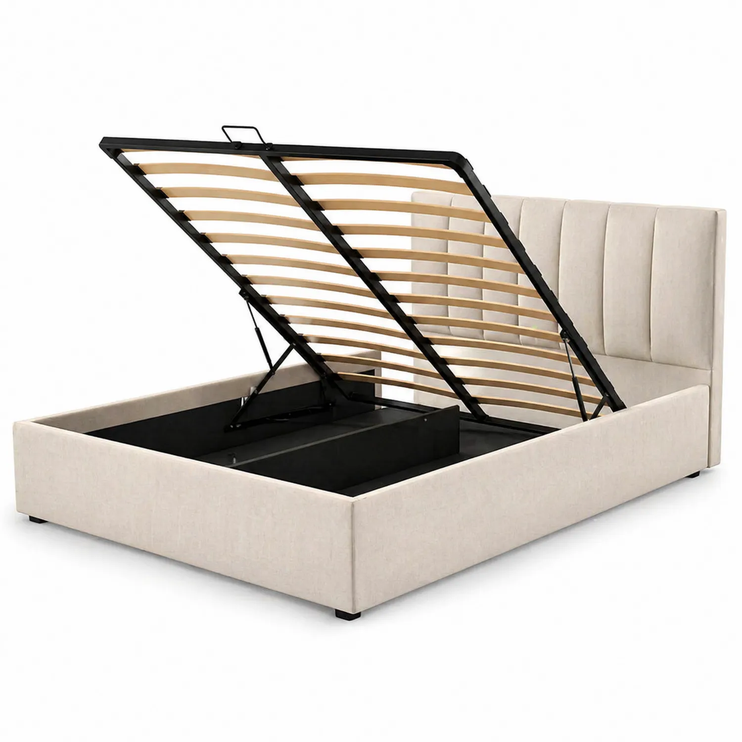 Beiges Bettgestell mit Hebemechanismus 200x160cm-Lumverohome