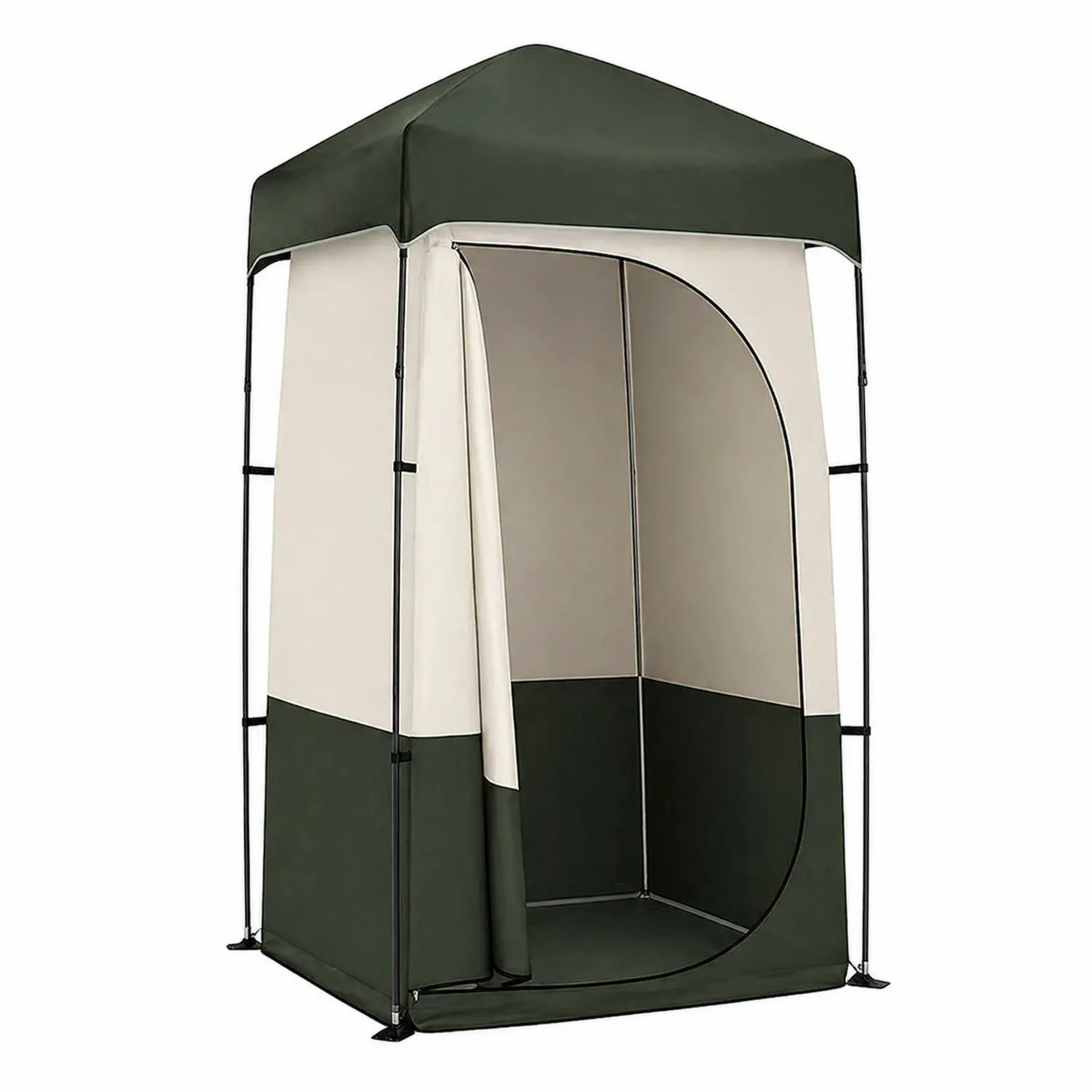 Camping Duschzelt Polyester Stahl 200x120x120 cm Grün/Beige-Lumverohome