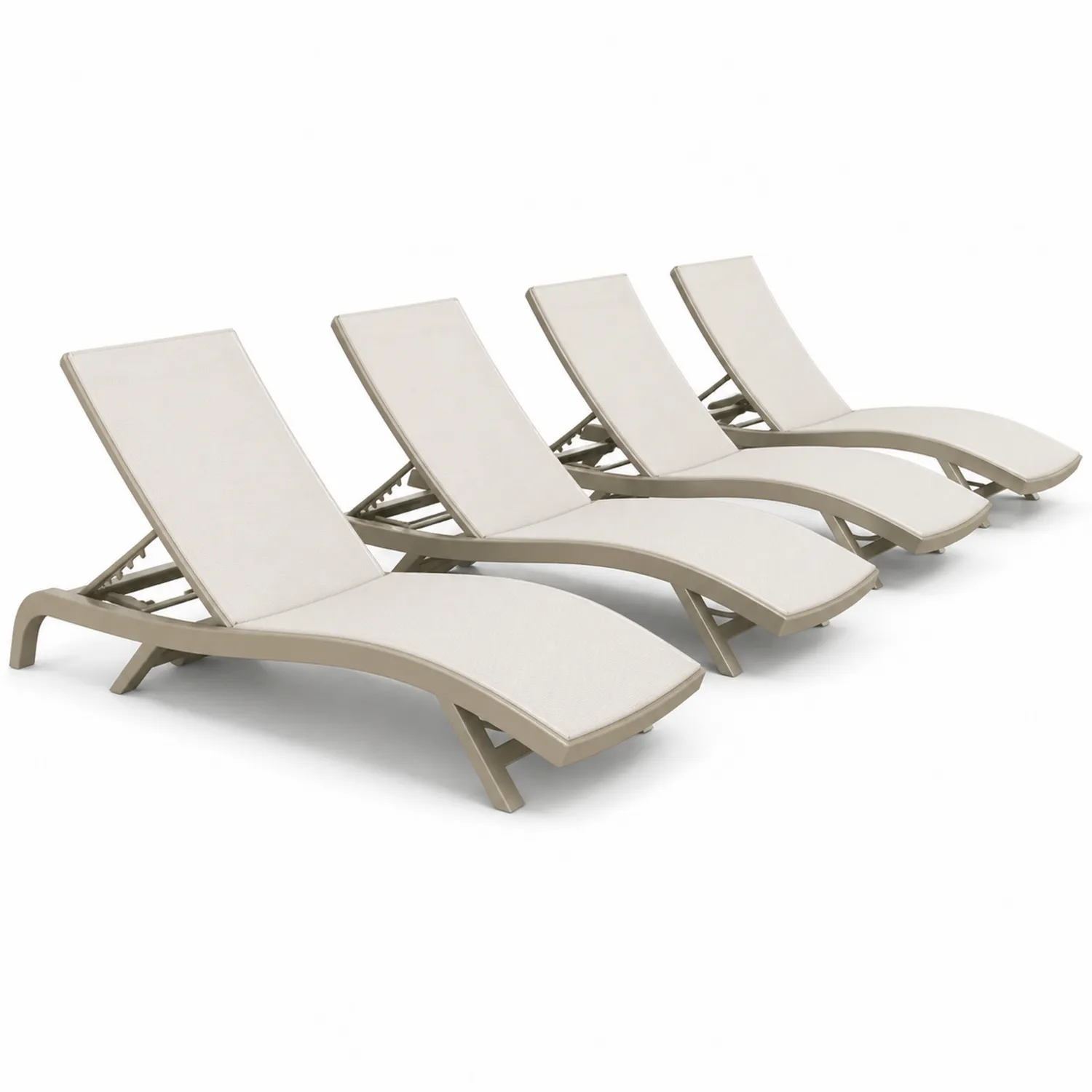 4er Set Sonnenliegen verstellbar Kunststoff Beige-Lumverohome