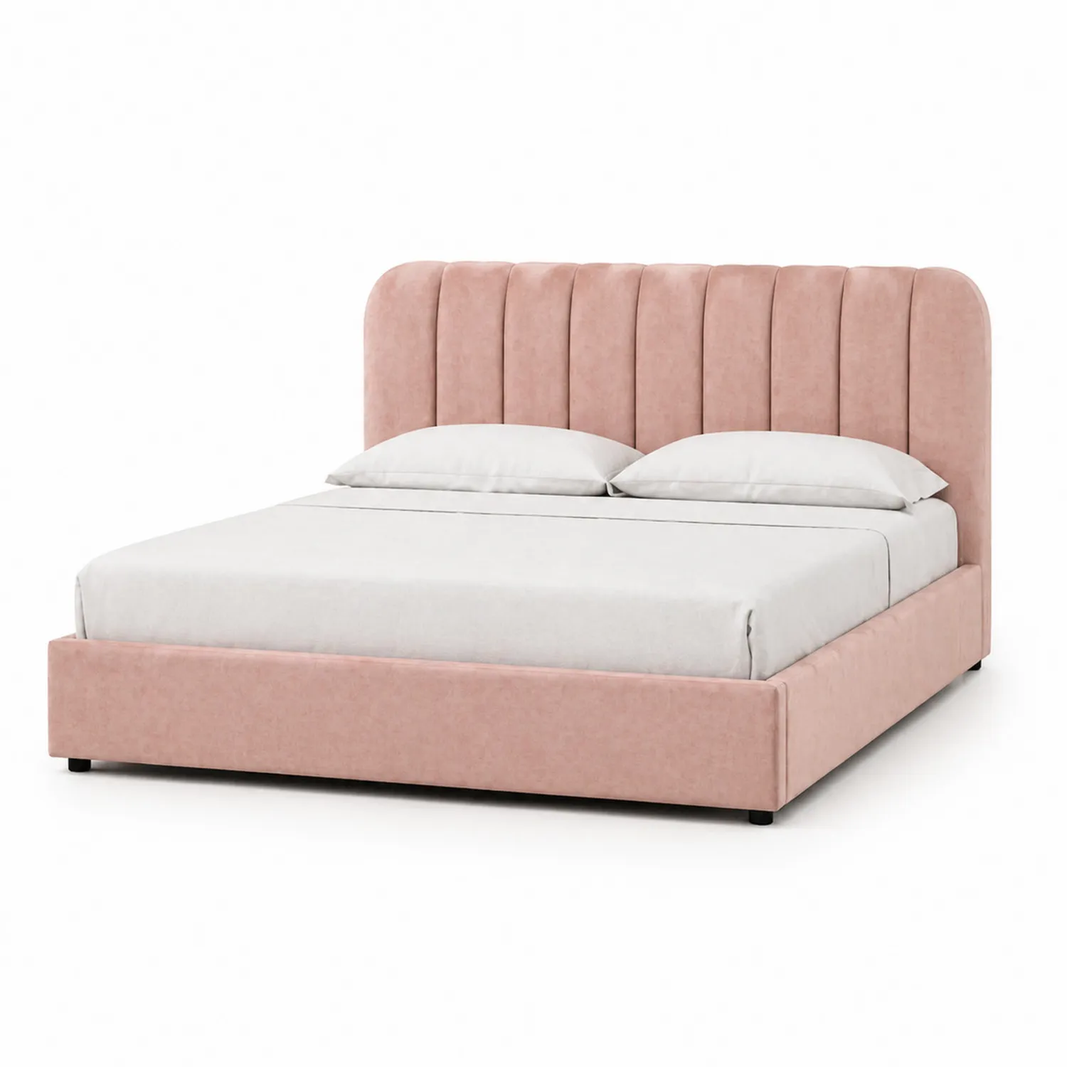 Doppelbett mit Samtbezug und gestepptem Kopfteil 200x180 cm-Lumverohome