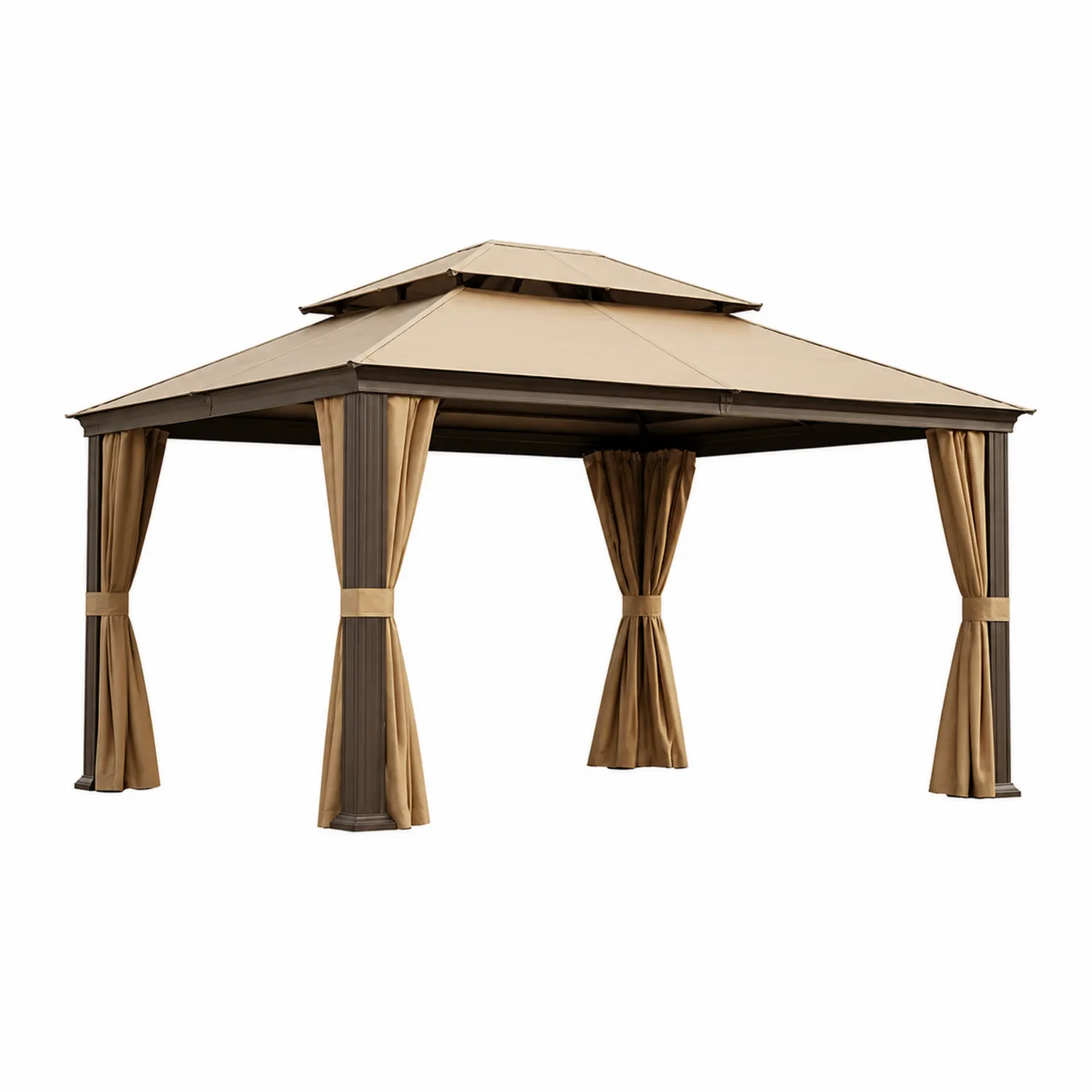 Gartenpavillon aus Stahl und Polyester 3x4 m Beige-Lumverohome