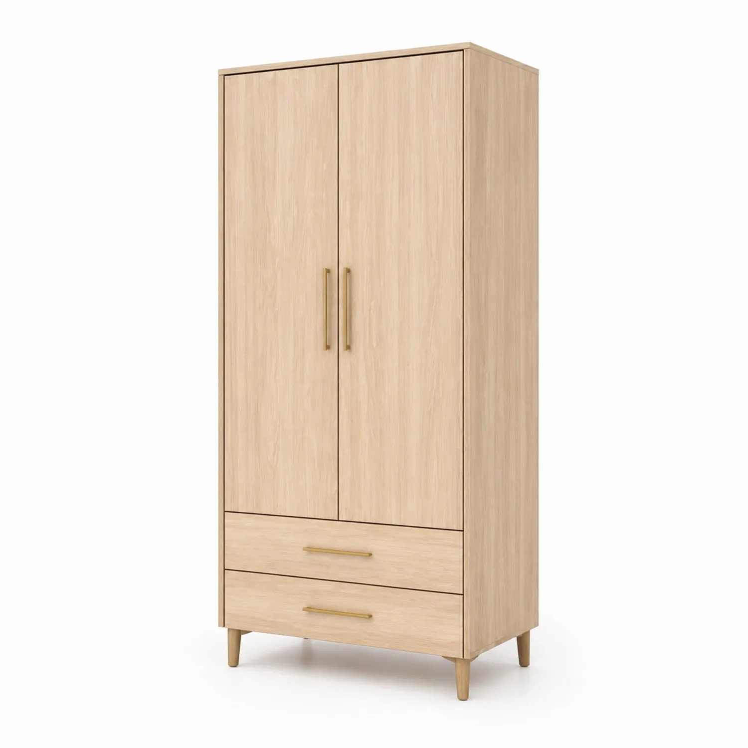 Kleiderschrank aus Eiche mit 2 Türen und 2 Schubladen, 180x80x50 cm-Lumverohome