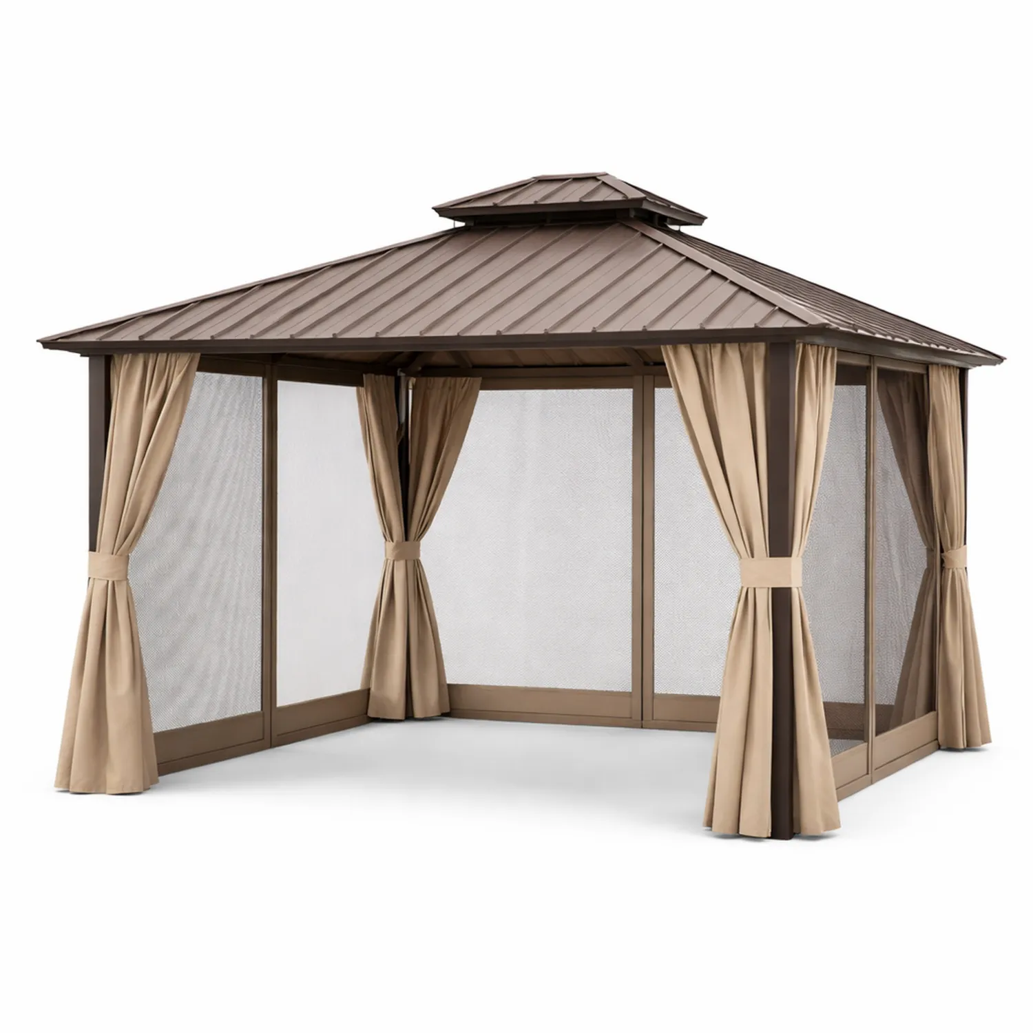 Gartenpavillon mit Aluminiumrahmen und Stahldach Braun-Lumverohome