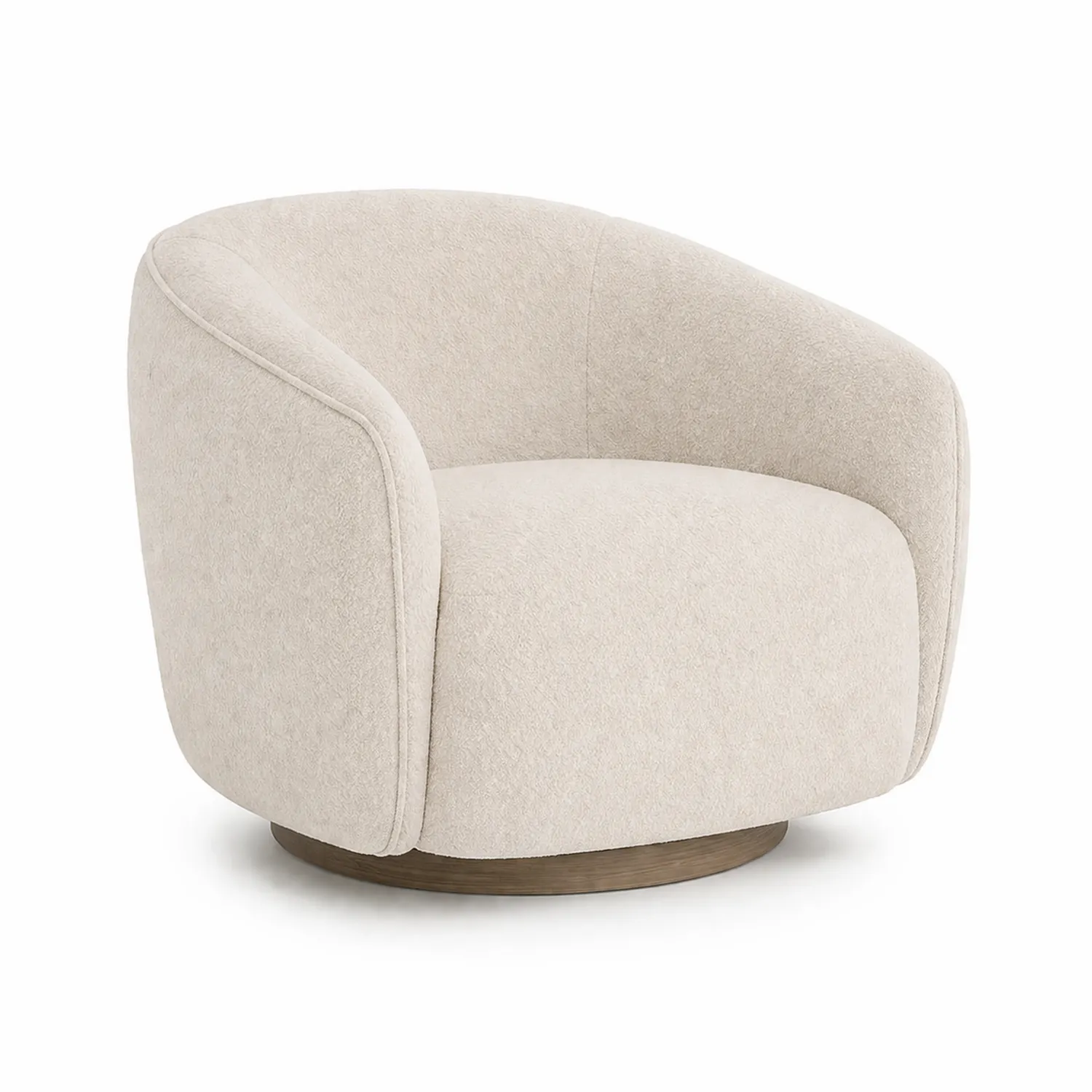 Drehstuhl aus Stoff mit Holzsockel, Beige, 80 cm Höhe-Lumverohome