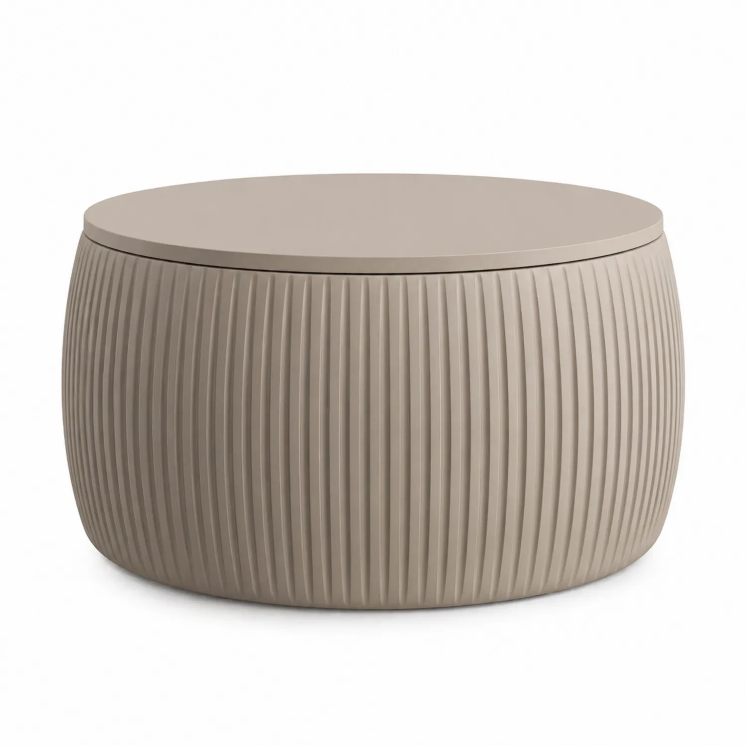 Runder Kunststoff-Couchtisch mit Staufach, Beige, Ø 75 cm-Lumverohome