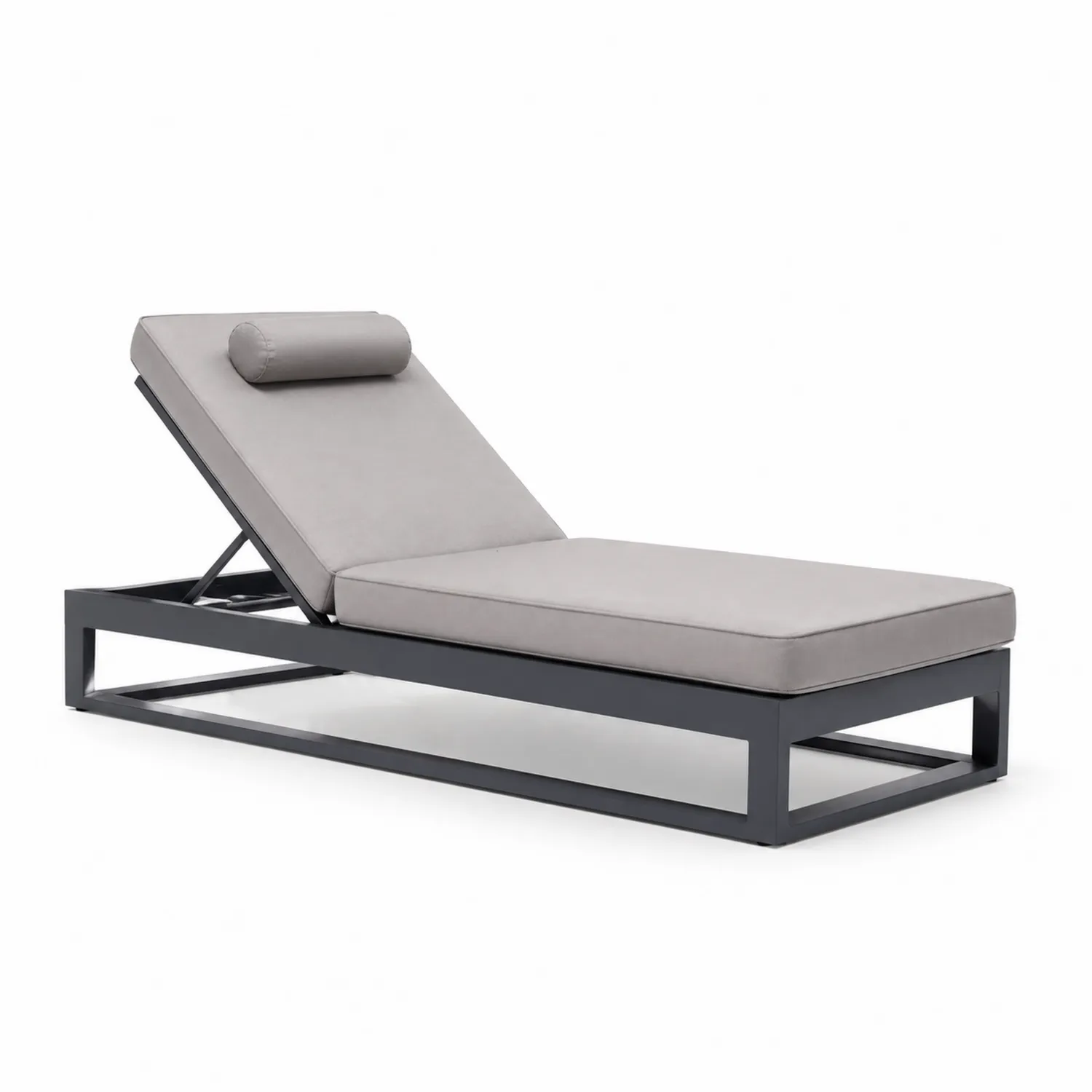 Aluminium Sonnenliege Grau Verstellbar-Lumverohome