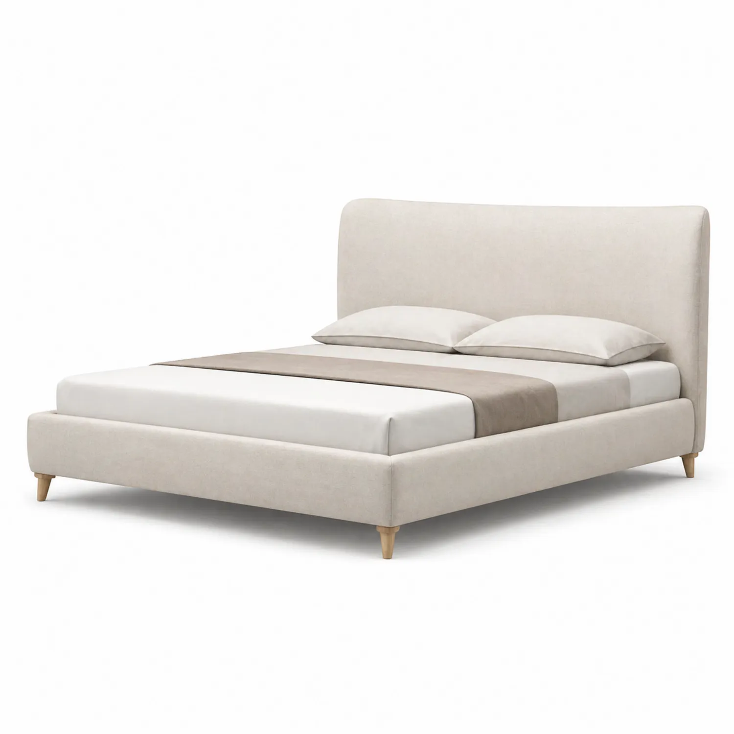 Doppelbett Stoff 200x220 cm Beige Holzbeine-Lumverohome
