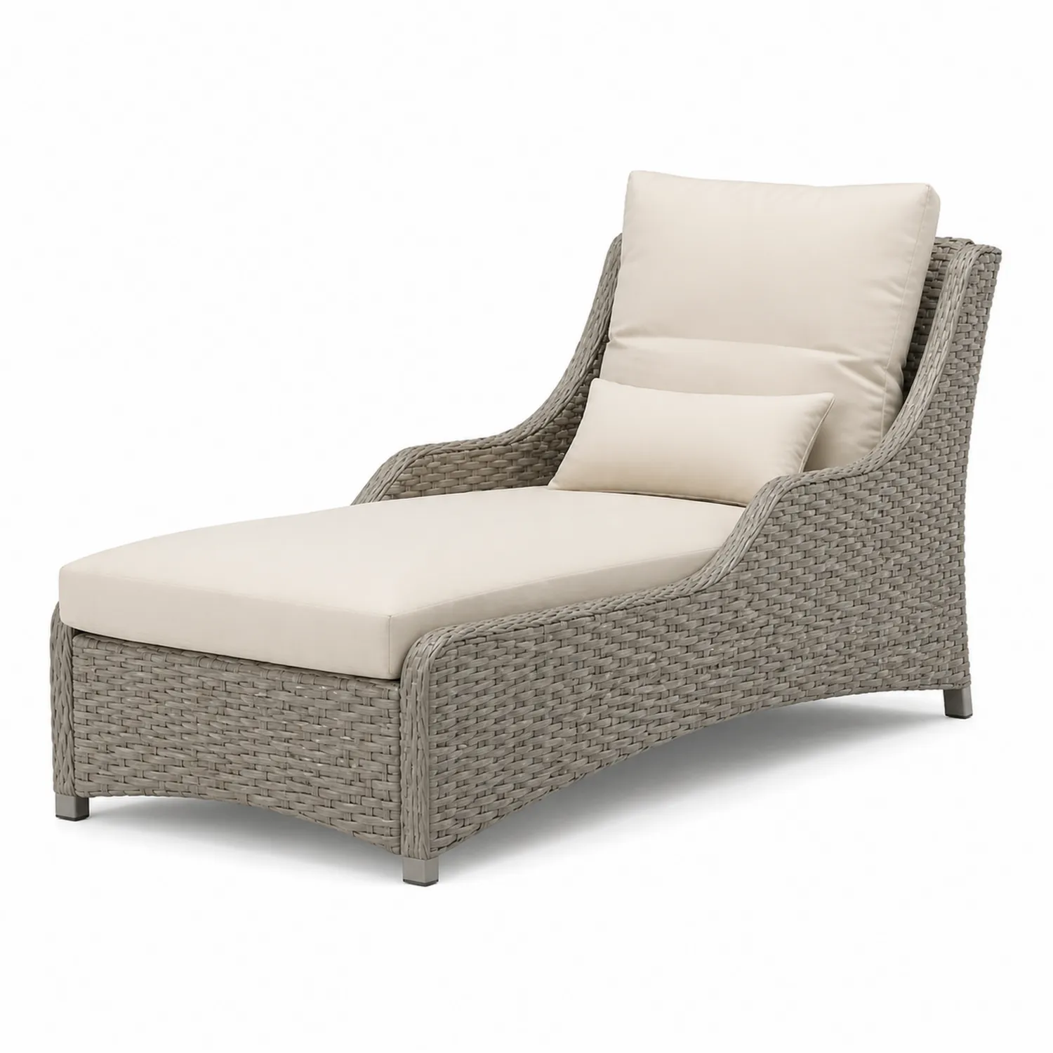 Gartenliege Polyrattan Grau Beige 210 cm-Lumverohome