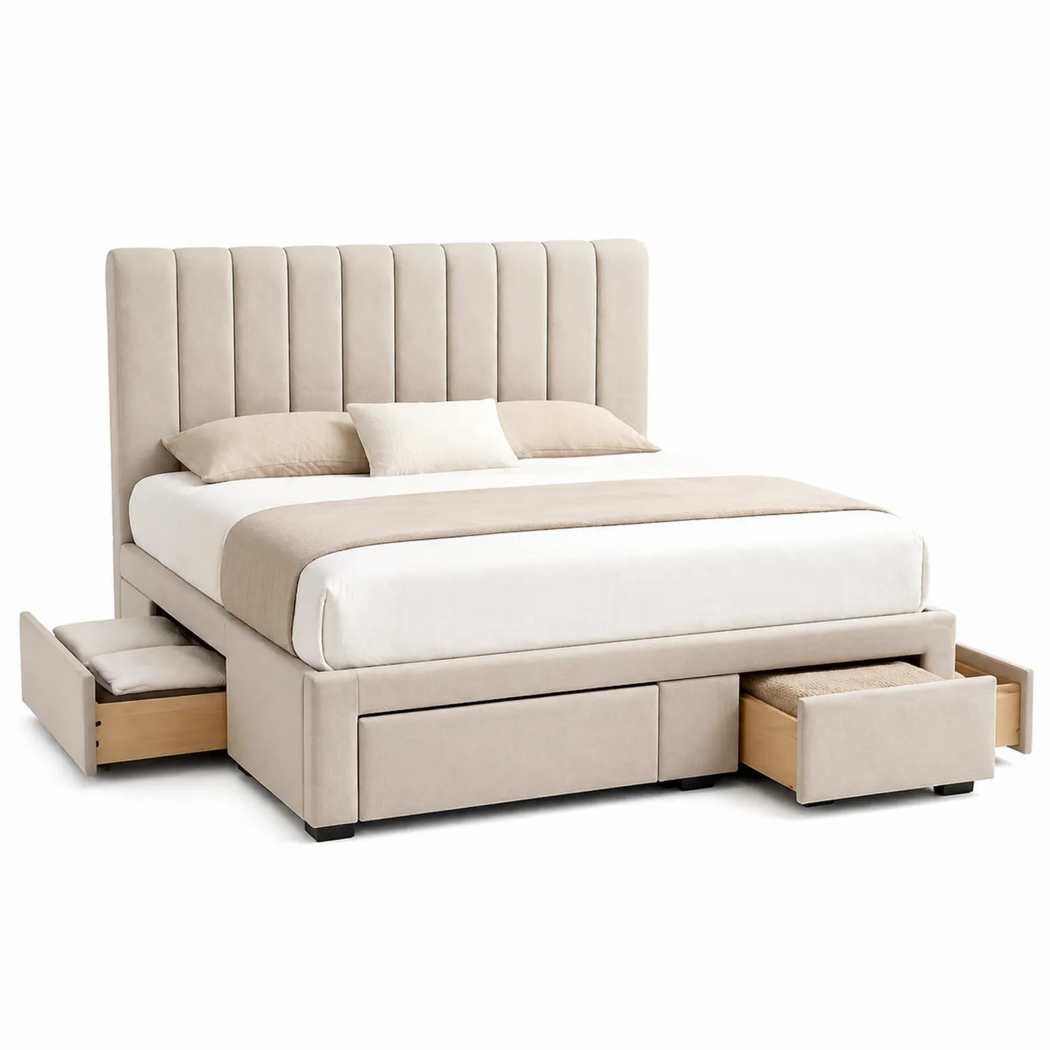 Bettrahmen mit Stauraum 180x200 cm Stoff Beige-Lumverohome