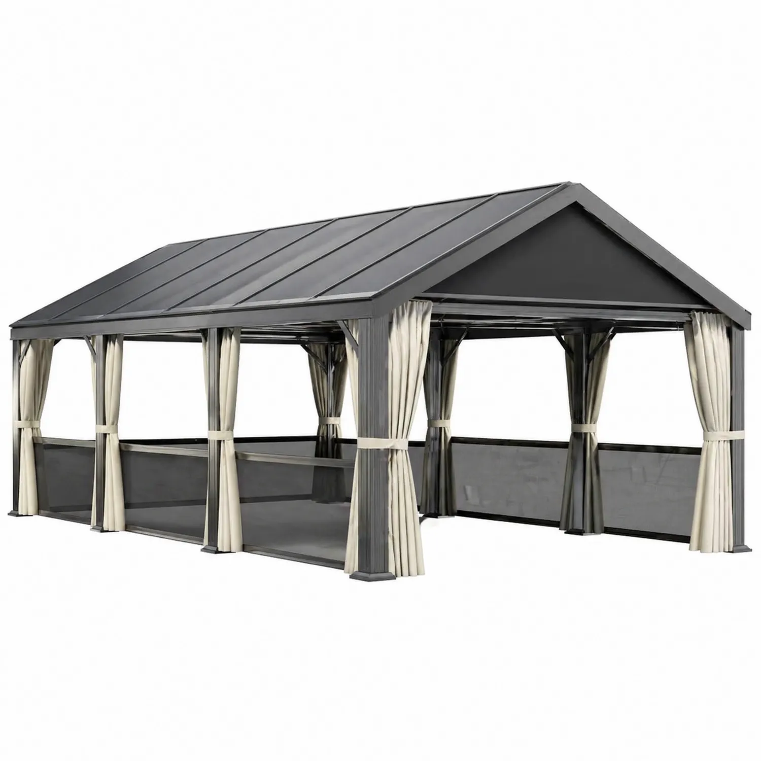 Aluminium Pavillon mit Polycarbonatdach 360x300cm Grau/Beige-Lumverohome