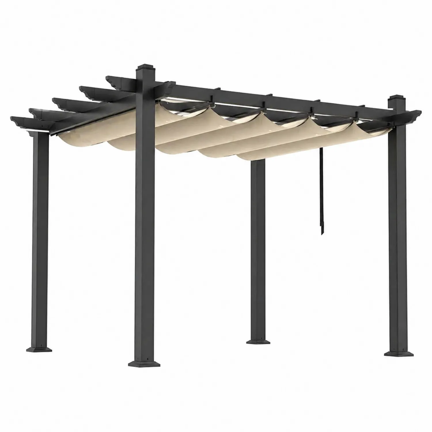 Aluminium Pergola mit verstellbarem Polyestergewebe 3m x 4m Beige-Lumverohome