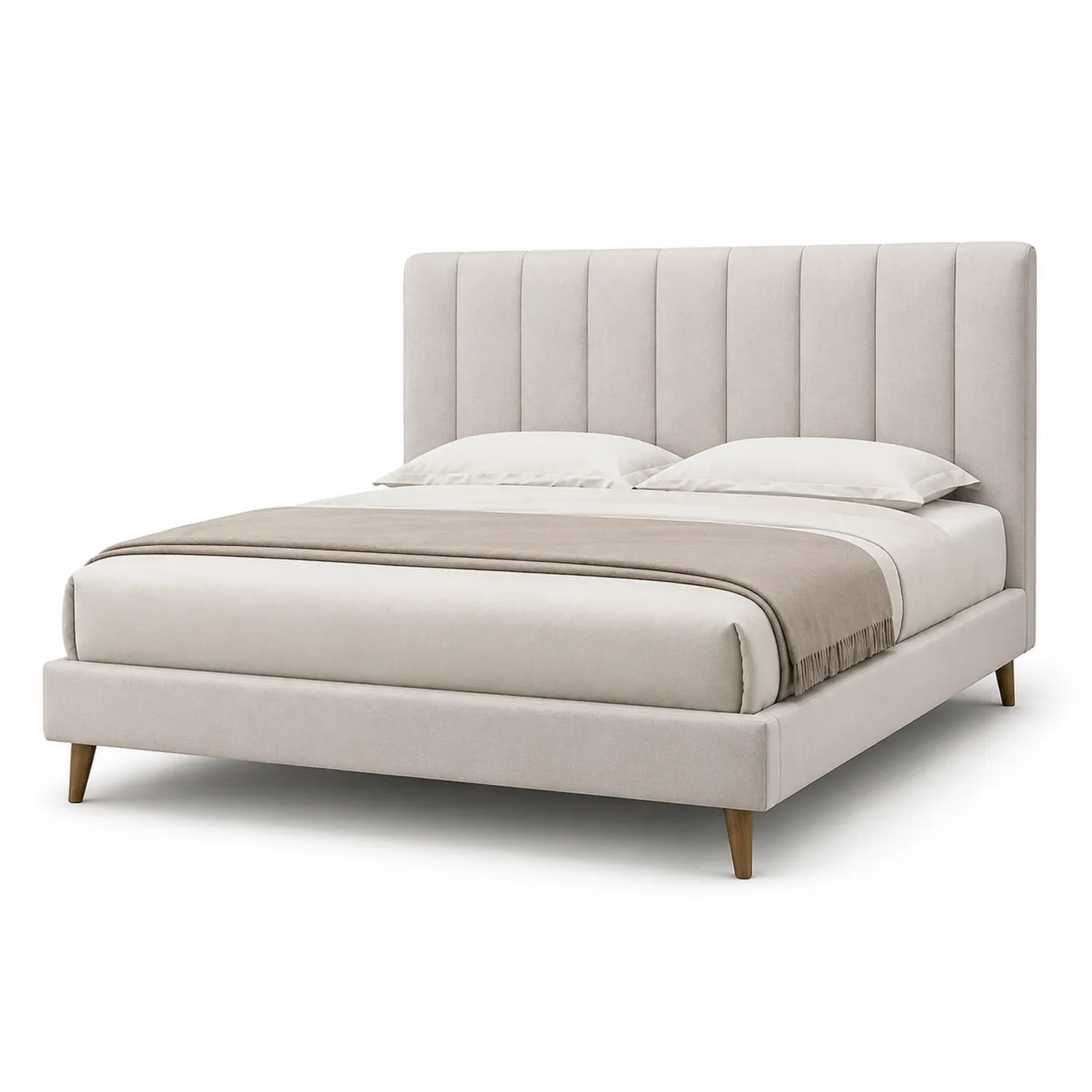 Polsterbett Doppelbett Holzstoff Beige 200x180 cm-Lumverohome