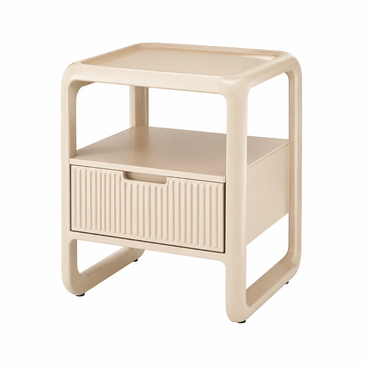 Beistelltisch Kunststoff Beige mit Schublade-Lumverohome