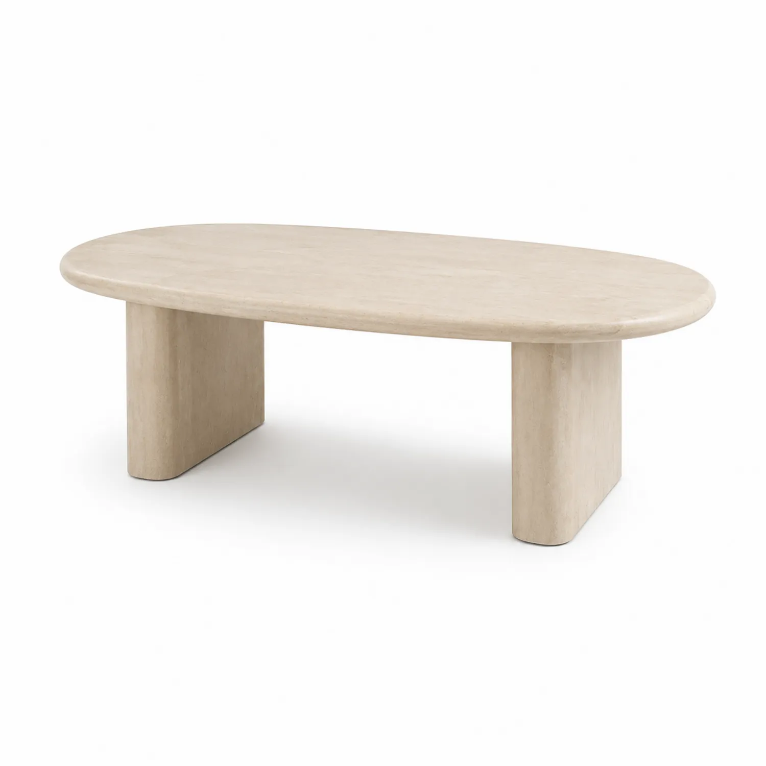 Ovaler Couchtisch aus Travertin 120 cm Creme-Lumverohome