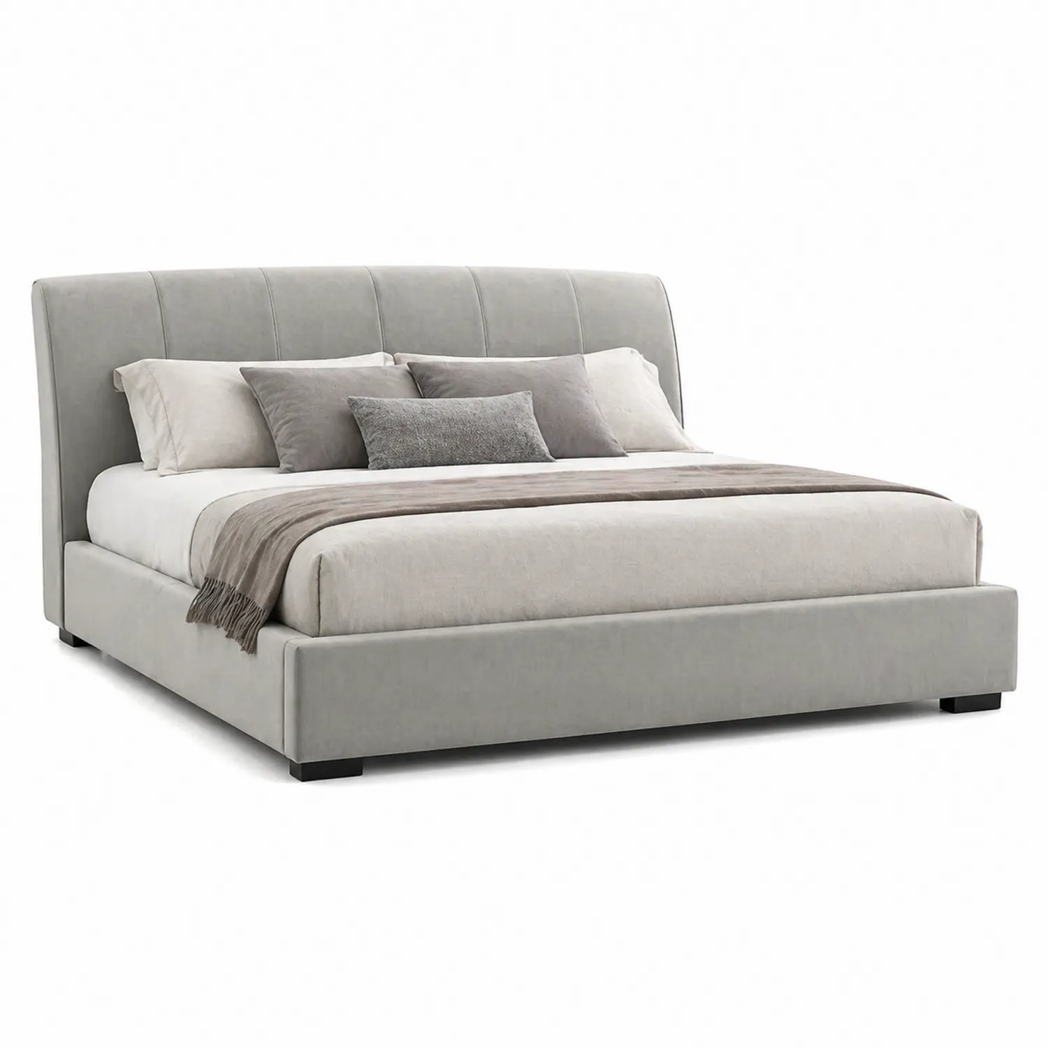 Polsterbett aus Stoff Grau 180x200 cm-Lumverohome