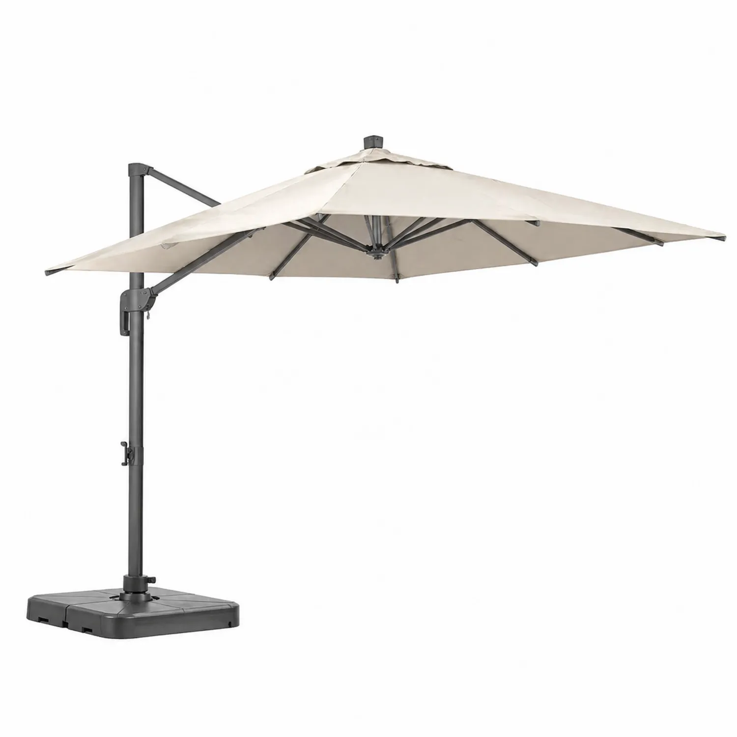 Ampelschirm 3m Rund Polyester mit Aluminiumrahmen Beige-Lumverohome