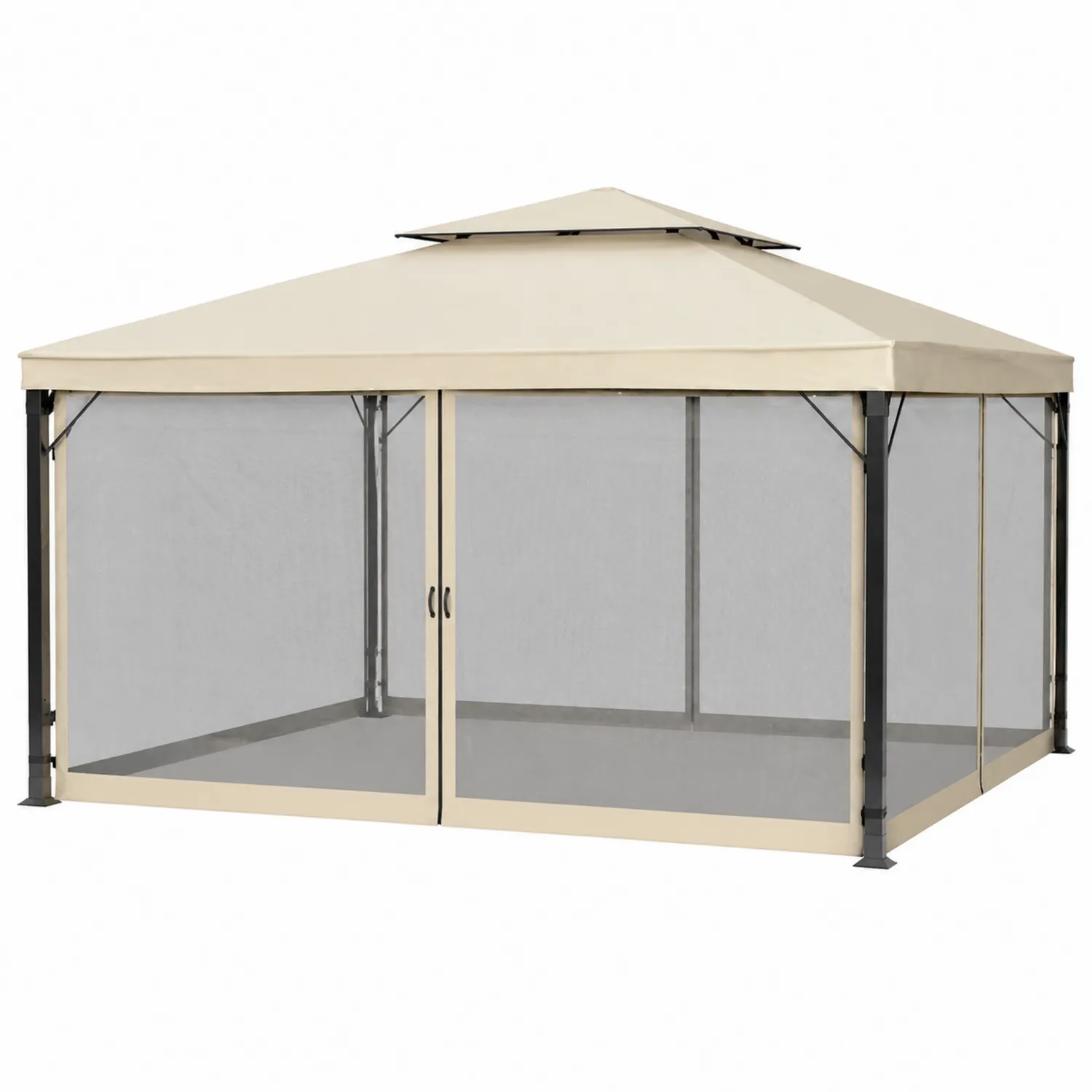 Gartenpavillon mit Stahlrahmen und Polyestergewebe 3x4m Beige-Lumverohome