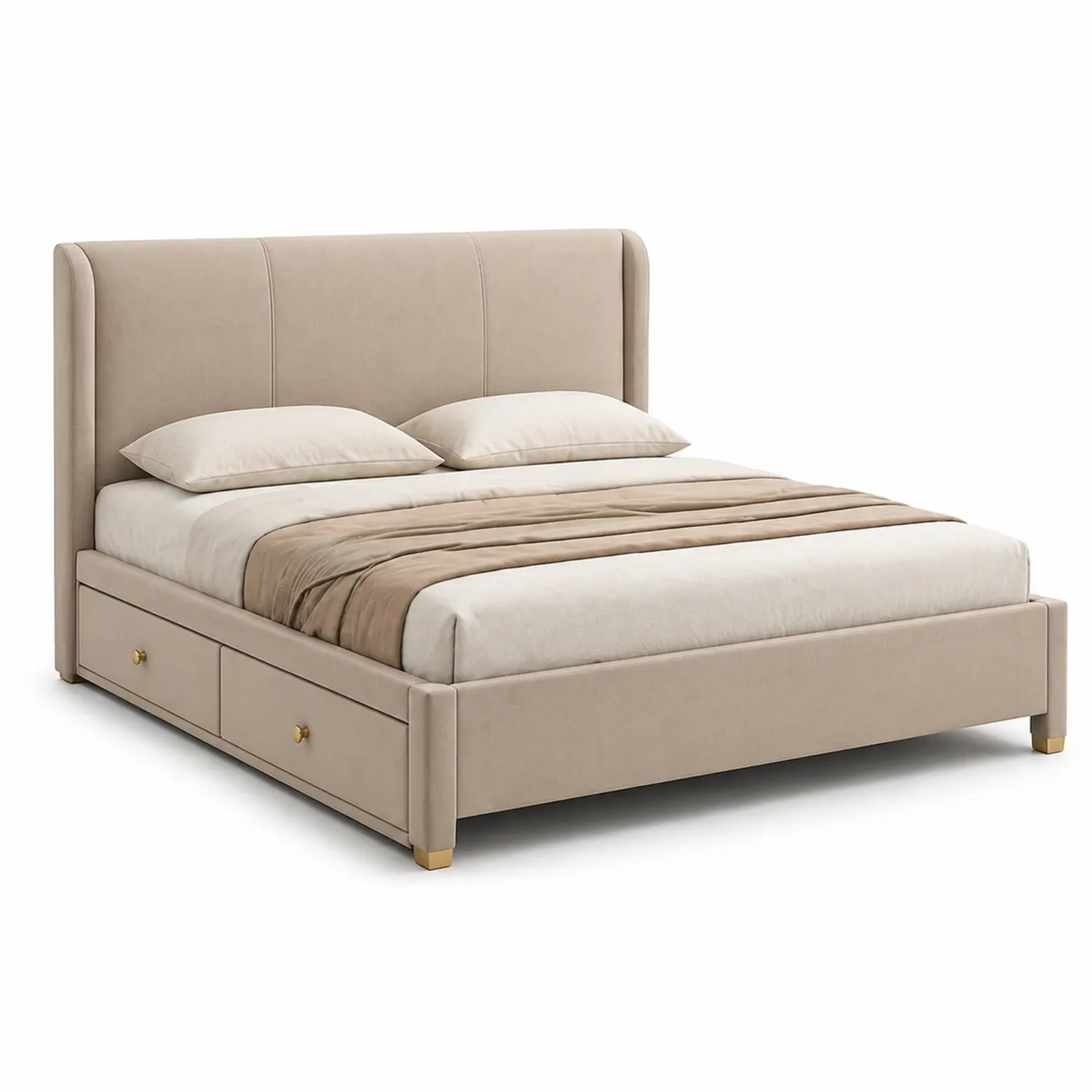 Polsterbett mit Stauraum 200x160 cm Mikrofaser Beige-Lumverohome