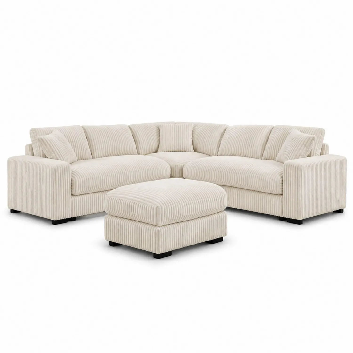 Ecksofa aus Kord mit Hocker Beige-Lumverohome