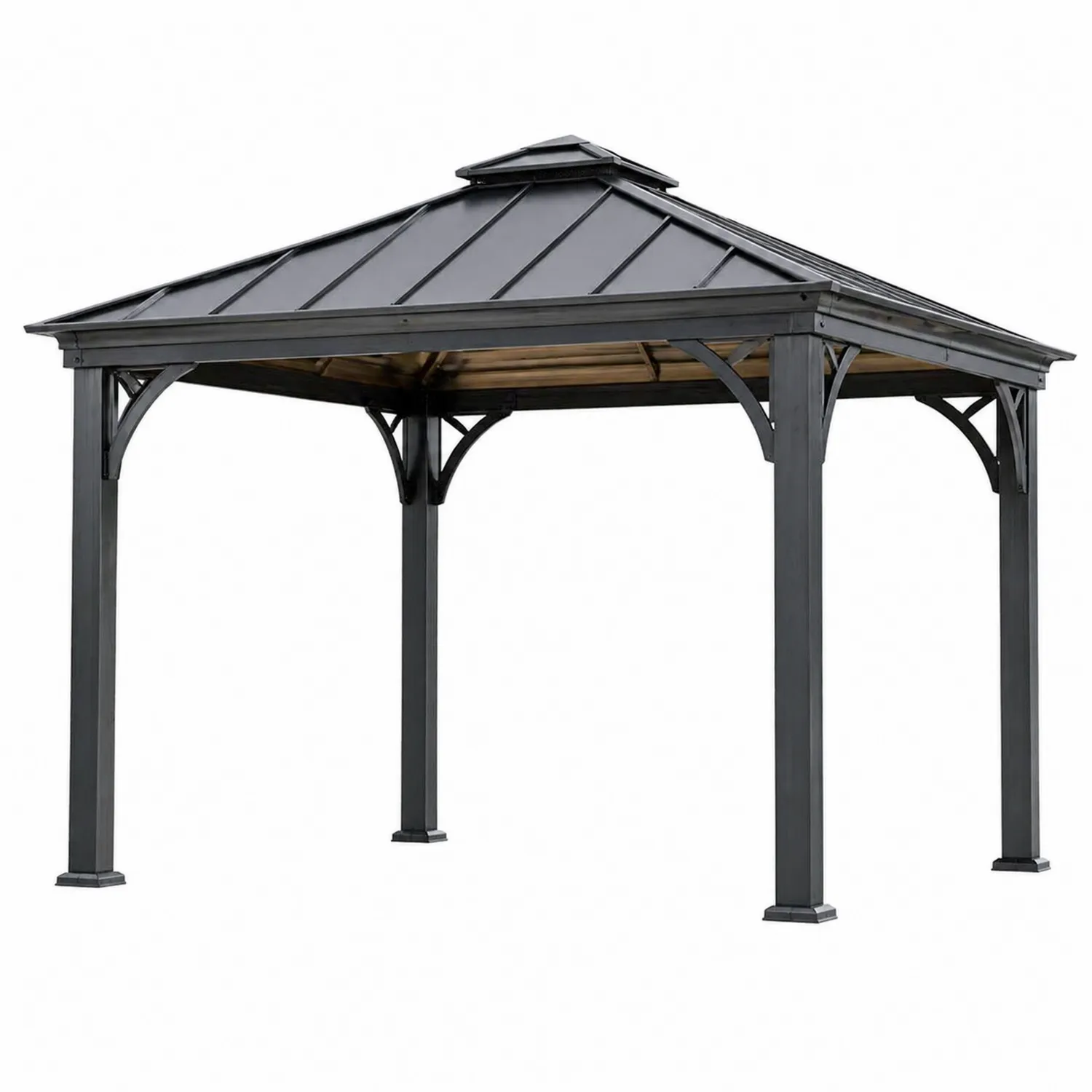 Gartenpavillon aus Aluminium mit verzinktem Stahldach 300x300cm Anthrazit-Lumverohome