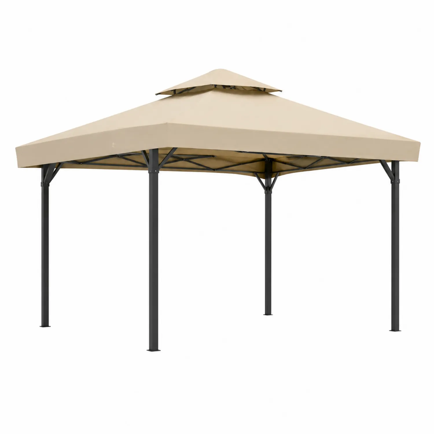 Pavillon 3x3m Stahlrahmen Polyestergewebe Beige-Lumverohome