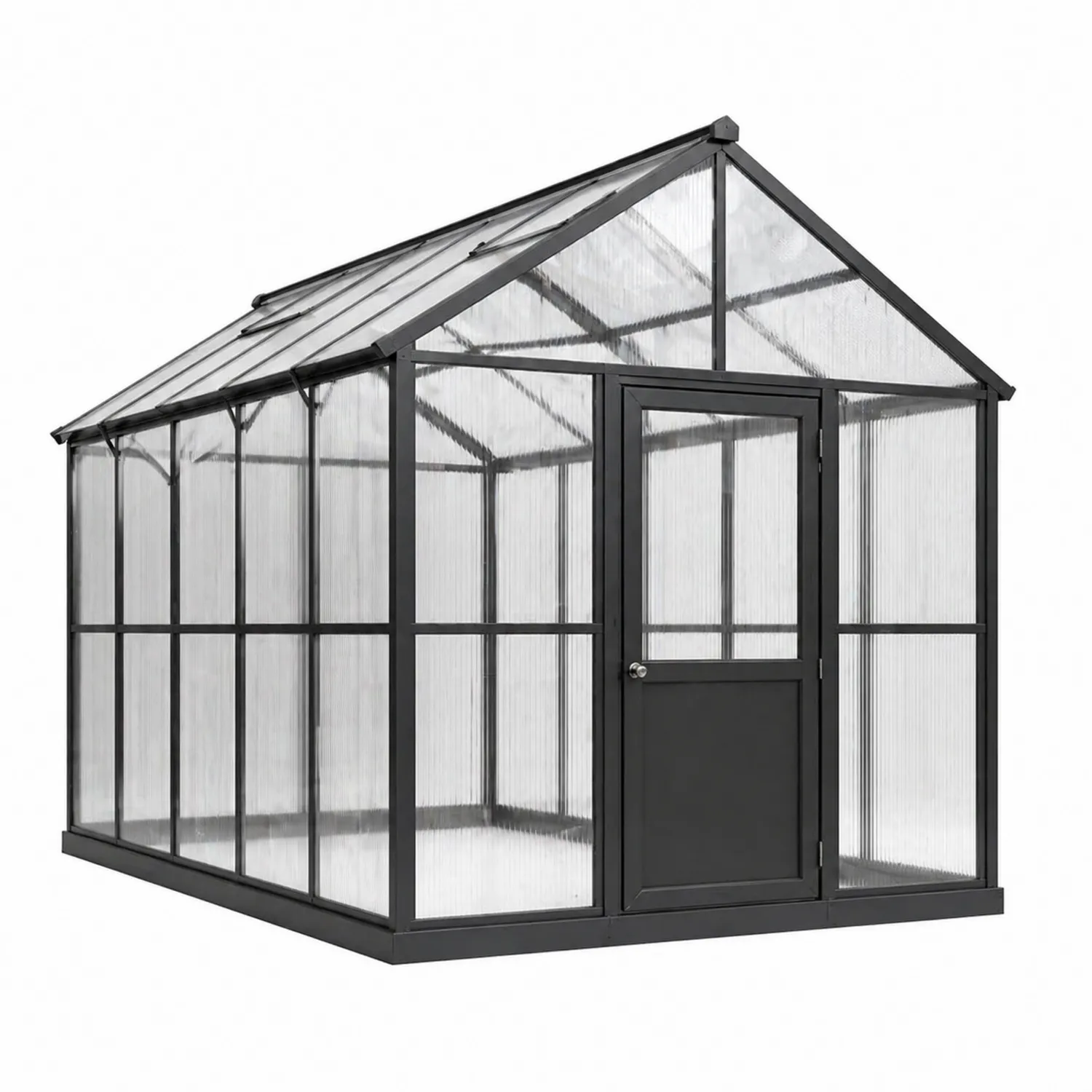 Gewächshaus aus Polycarbonat mit Aluminiumrahmen Grau 250 x 200 x 200 cm-Lumverohome